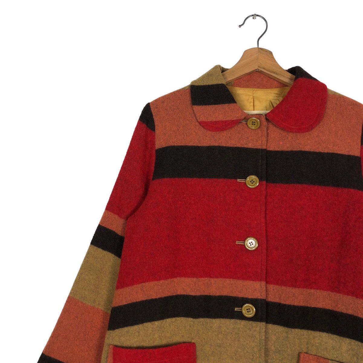 Vintage 🔥Wool Jacket Biker Burn Breeze Japan Made Striped Style Size US M / EU 48-50 / 2 - 7 Thumbnail