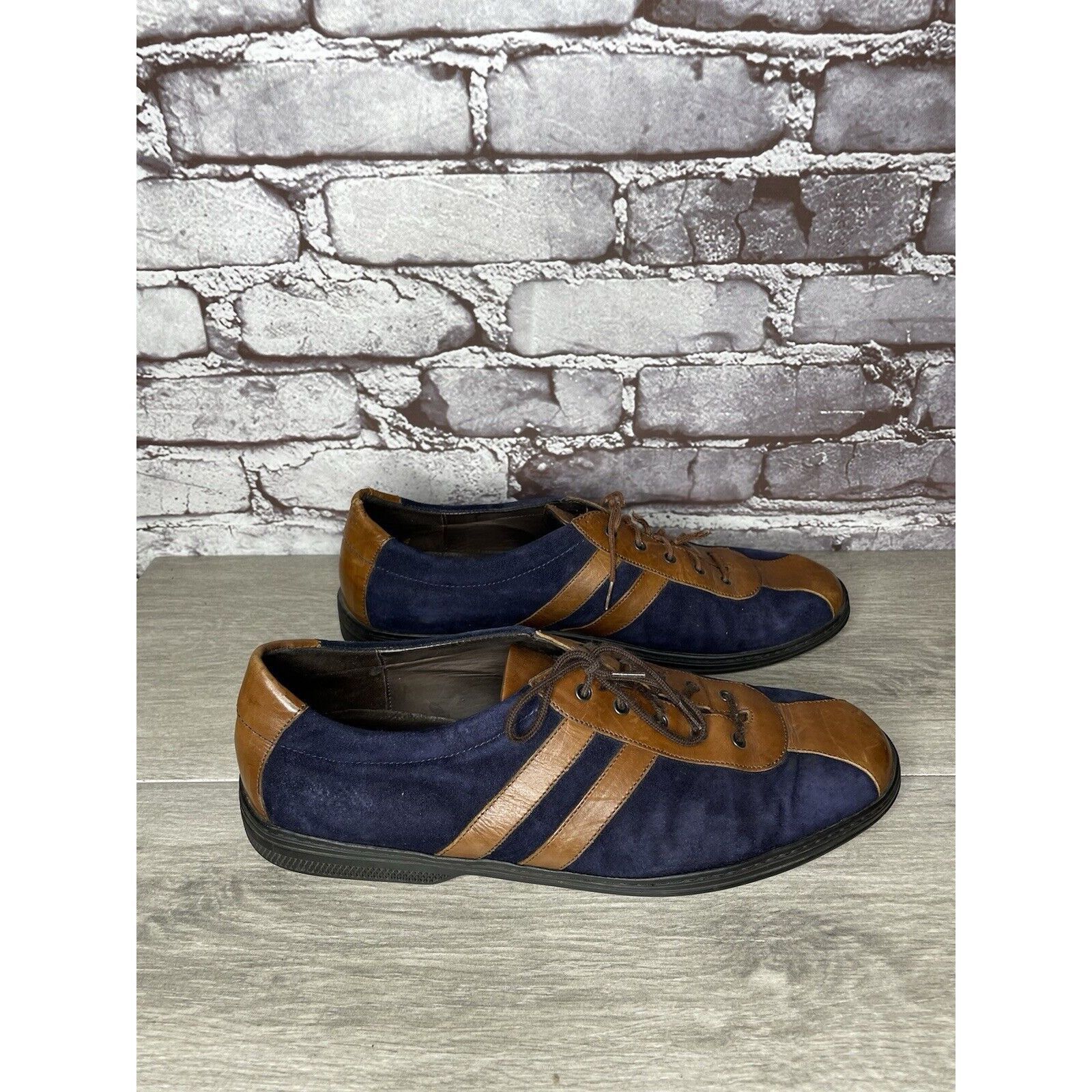 Cole Haan Bragano Blue Suede Brown Leather Bicycle Casual Lace Shoes M Size US 9.5 / EU 42-43 - 19 Thumbnail