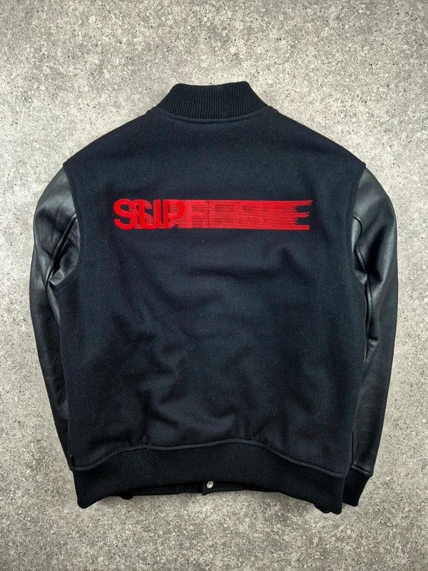 Supreme Supreme Men's Black Red Motion Logo Varsity Jacket Size M Size US M / EU 48-50 / 2 - 2 Thumbnail