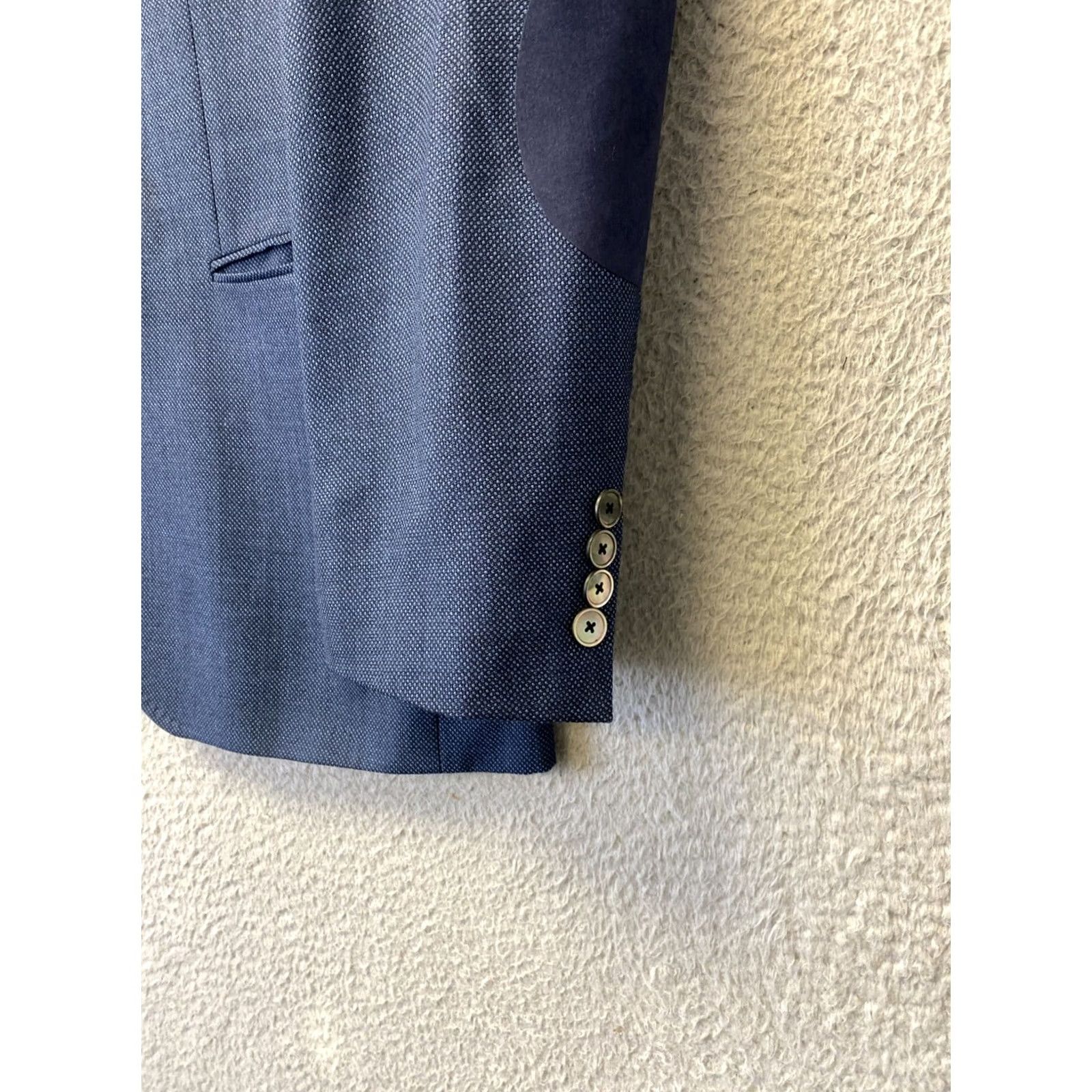 Hugo Boss HUGO BOSS Blazer Suit Jacket Mens 44R Blue Wool /0730 Adult Regular Slim 2-Button Single-Breasted Formal Travel Wedding Party/Cocktail Business Mens Size 44R - 2 Thumbnail