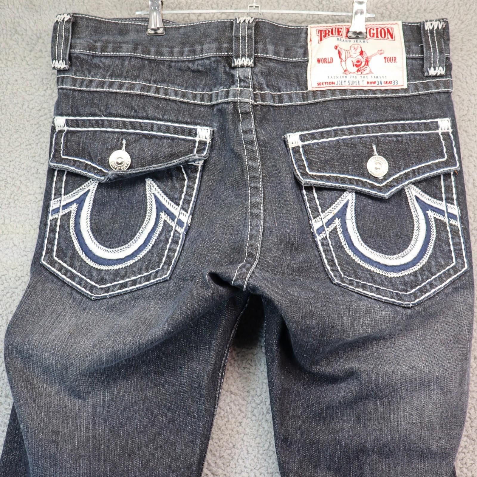 Men Jean Joey Super T True Religion Jeans 34x33 Black GUC US
