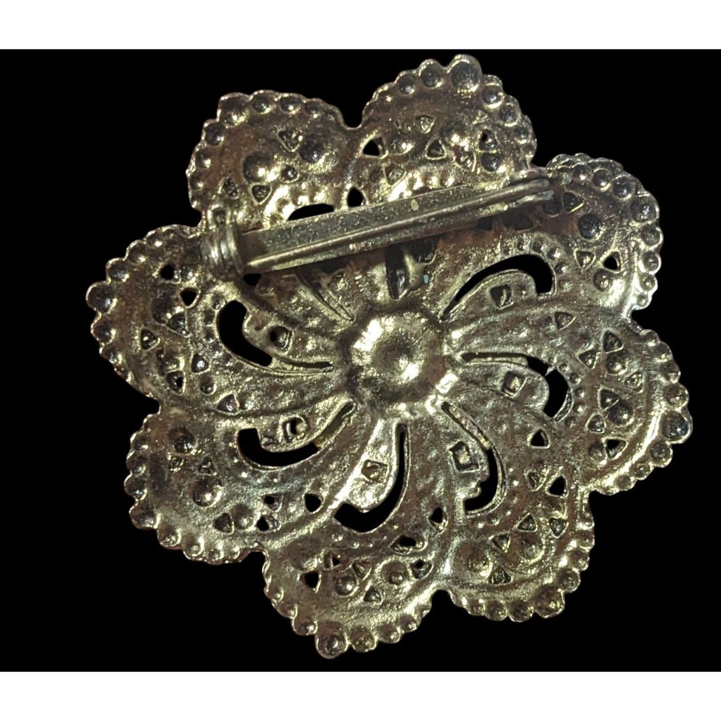 Other Vintage Floral Gold Tone Rhinestone Faux Pearl Brooch Size ONE SIZE - 3 Thumbnail