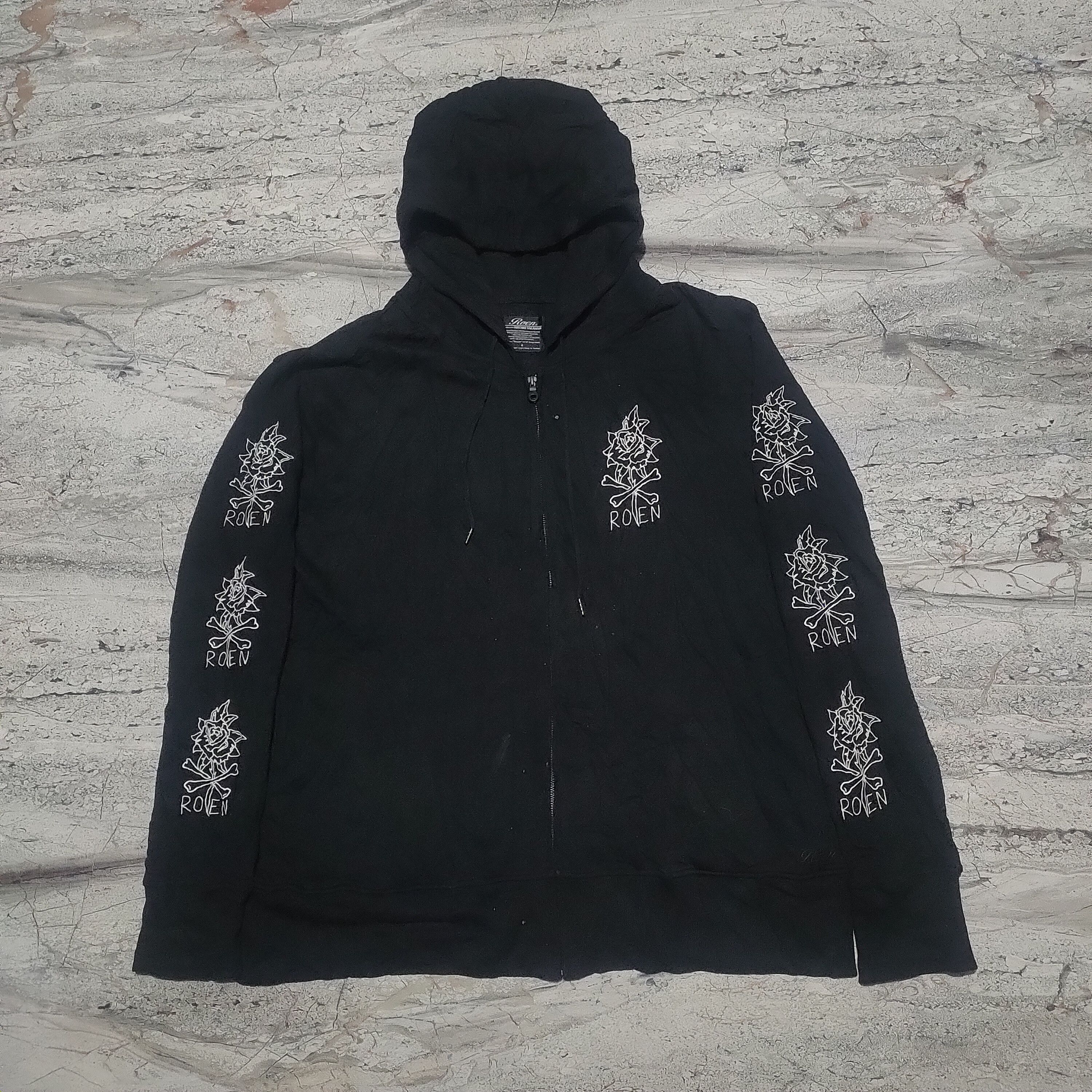 roar×Roen×Disney ジップアップパーカー 黒Y2K スワロフスキー Roen ROEN Disney Mikey Black Hoodie | Grailed
