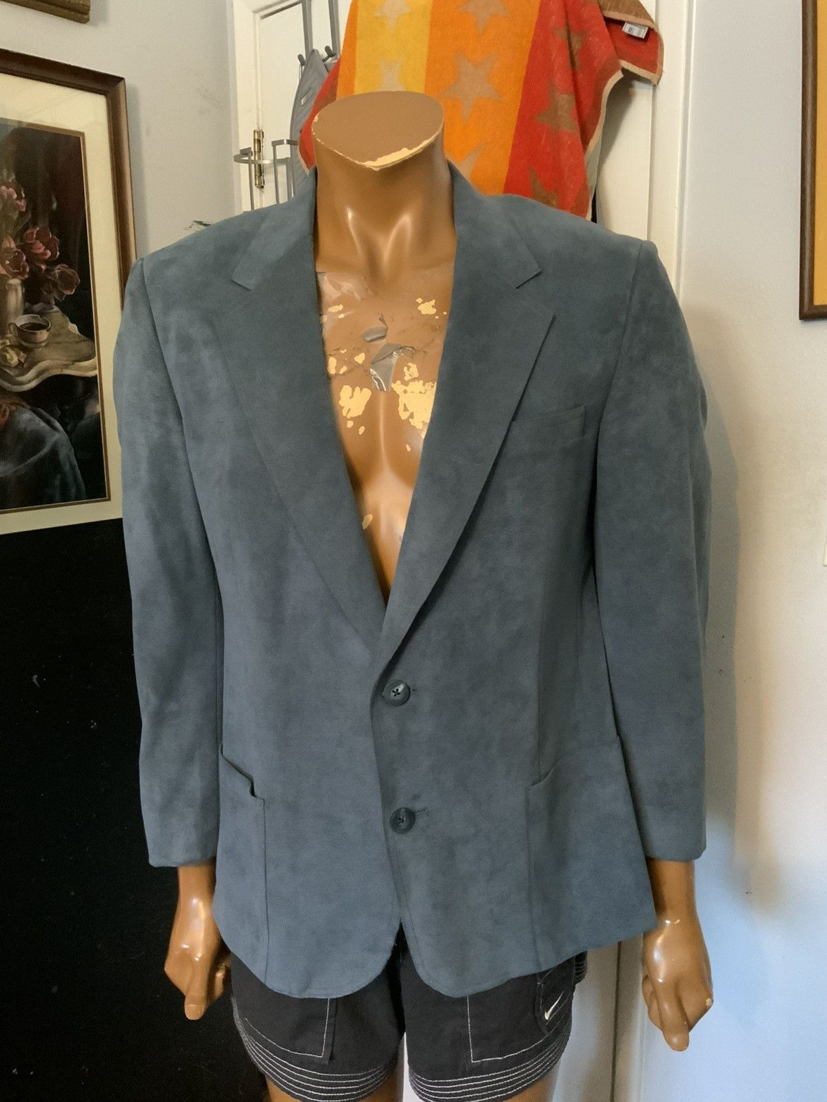 Designer × Vintage Vintage Halston Academy Awards Blue Halo Suede Blazer Jacket Size US S / EU 44-46 / 1 - 10 Thumbnail