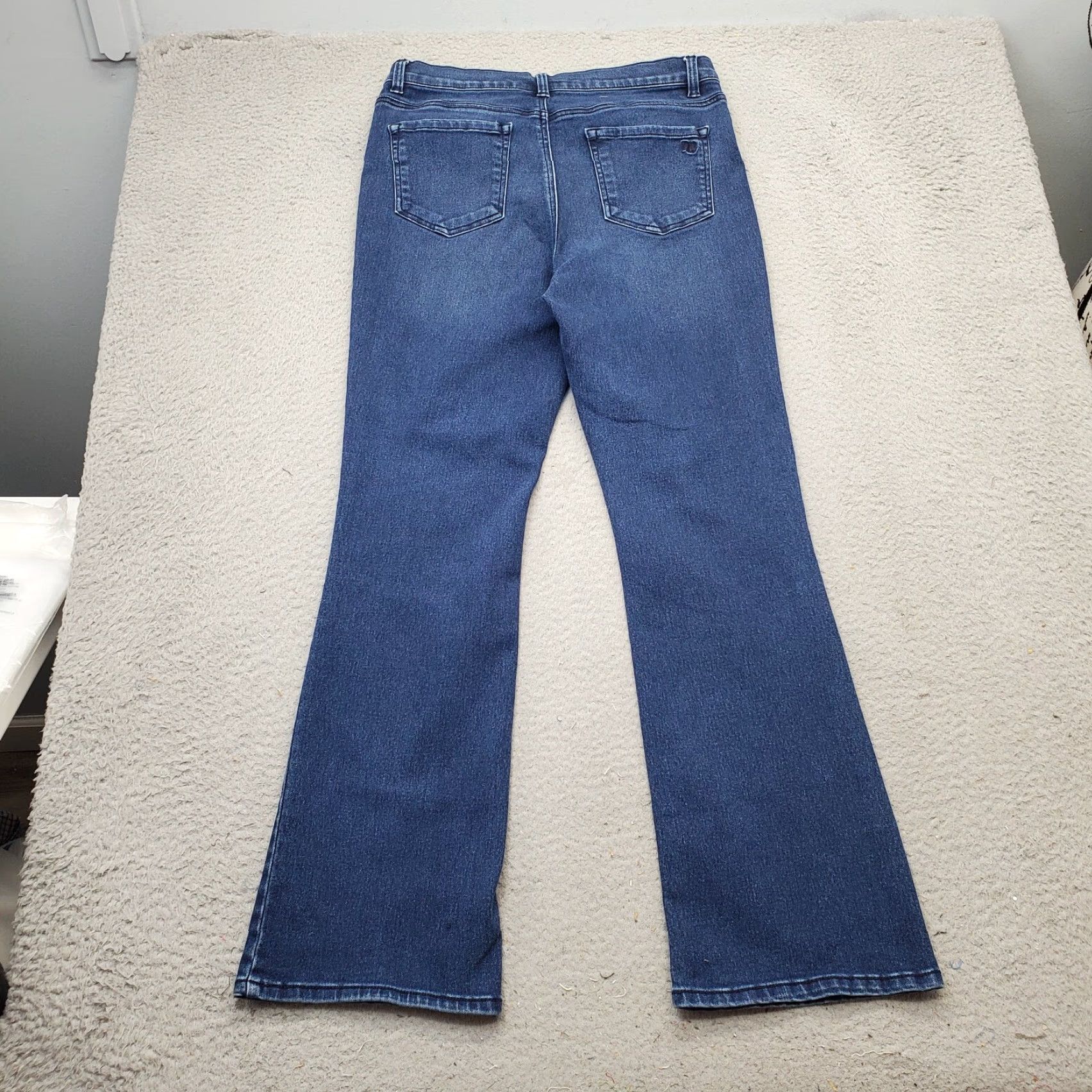 Denime DG2 Faded Whiskered Bootcut Jeans Womens Size 10 Blue Denim Medium Wash Stretch Jeans Women Size 32" / US 10 / IT 46 - 2 Thumbnail