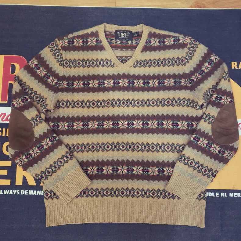RRL Ralph Lauren RRL Ralph Lauren Old Fel Island V-neck sweater wool pullov Size US M / EU 48-50 / 2 - 1 Thumbnail
