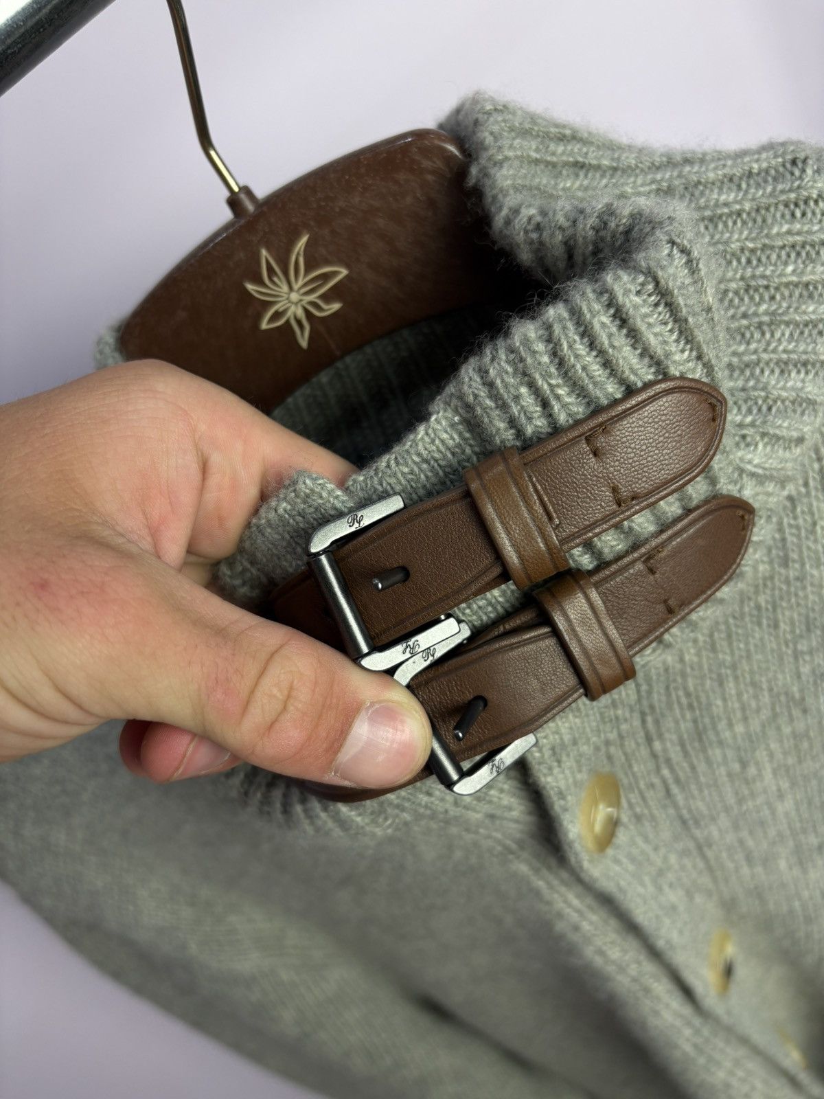 Ralph Lauren Purple Label Ralph Lauren Purple Label Cashmere Leather Cardigan Sweater Size US XL / EU 56 / 4 - 7 Thumbnail