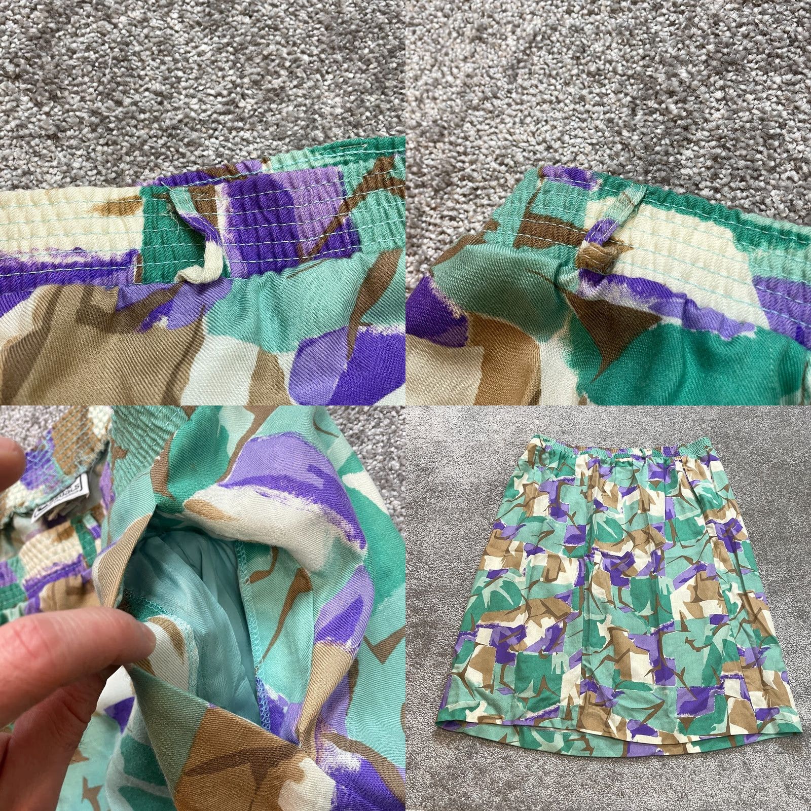 Vintage Campus Casuals Skirt Womens XL Green Elastic Waist Pocket Midi A-Line Ladies Night/Party Casual - Womens XL Green Elastic Waist Midi Skirt Size 40" / US 18 - 8 Thumbnail