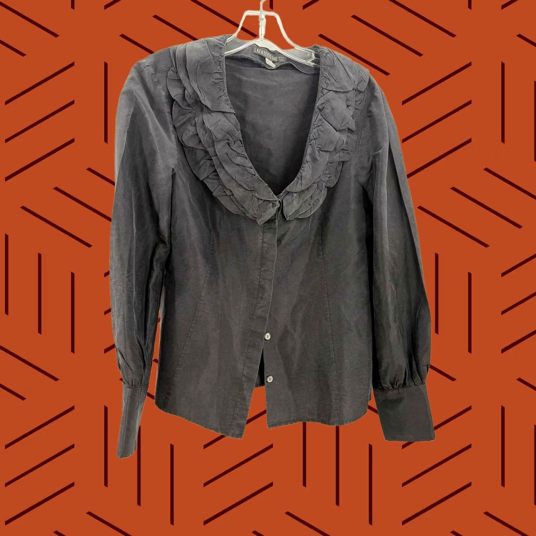 Vintage Lafayette 148 Black Button Down Shirt Small Regular Adult Womens Size S / US 4 / IT 40 - 1 Thumbnail