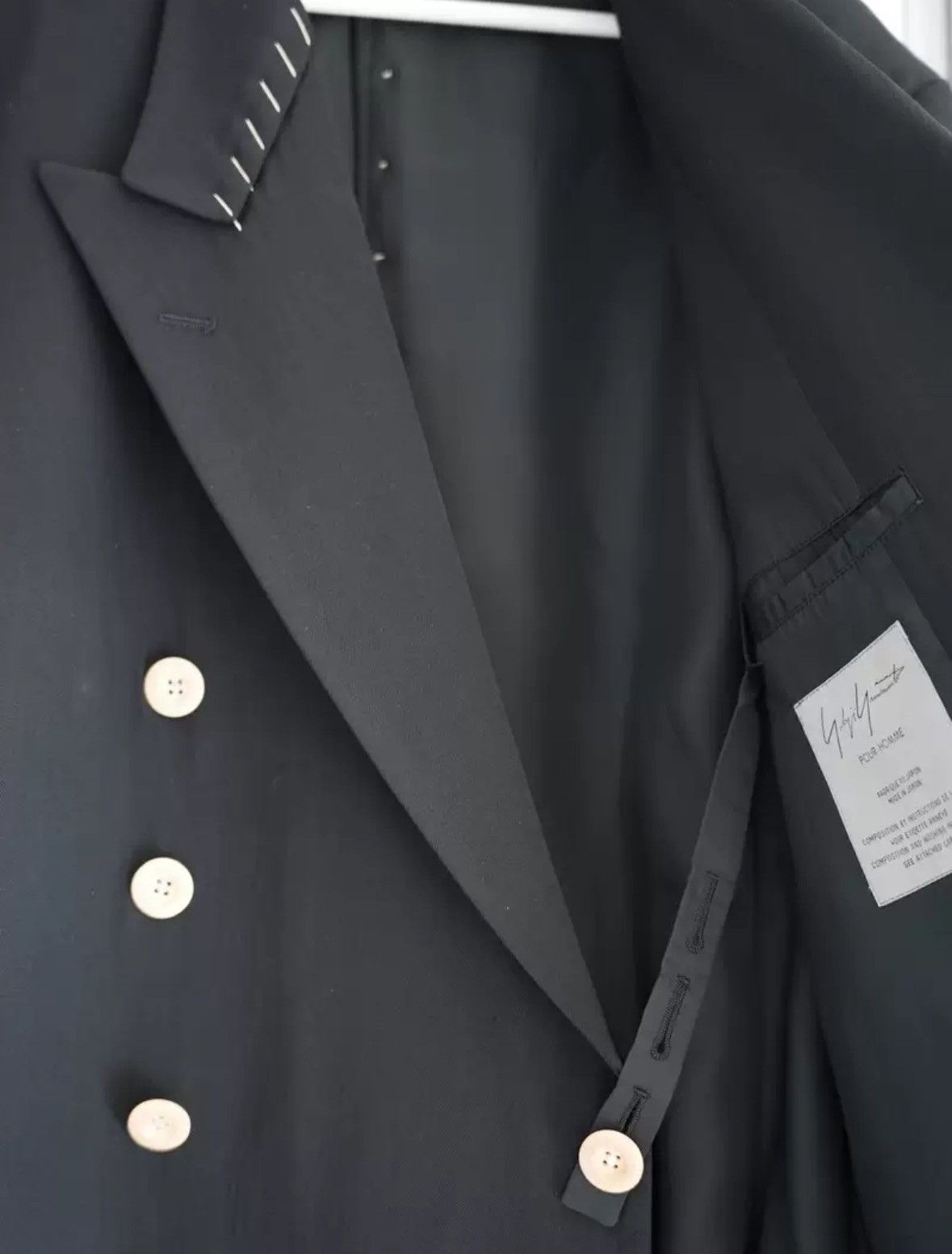 Yohji Yamamoto Yohji Yamamoto 98aw white button hand sewn open thread suit Size US S / EU 44-46 / 1 - 4 Thumbnail