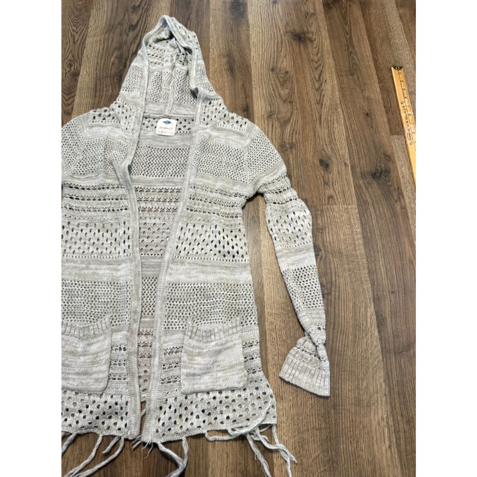 Vintage VINTAGE Wild Blue Sweater Womens Size Small Gray Long Sleeve Open Cardigan Hooded Size S / US 4 / IT 40 - 3 Thumbnail