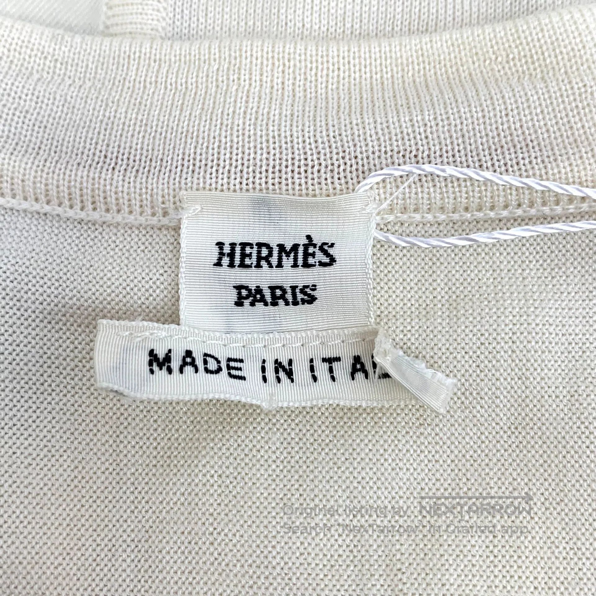 Hermes Hermes Beige lock buckle print cashmere V-neck top| Size XXS / US 00 / IT 34 - 5 Thumbnail