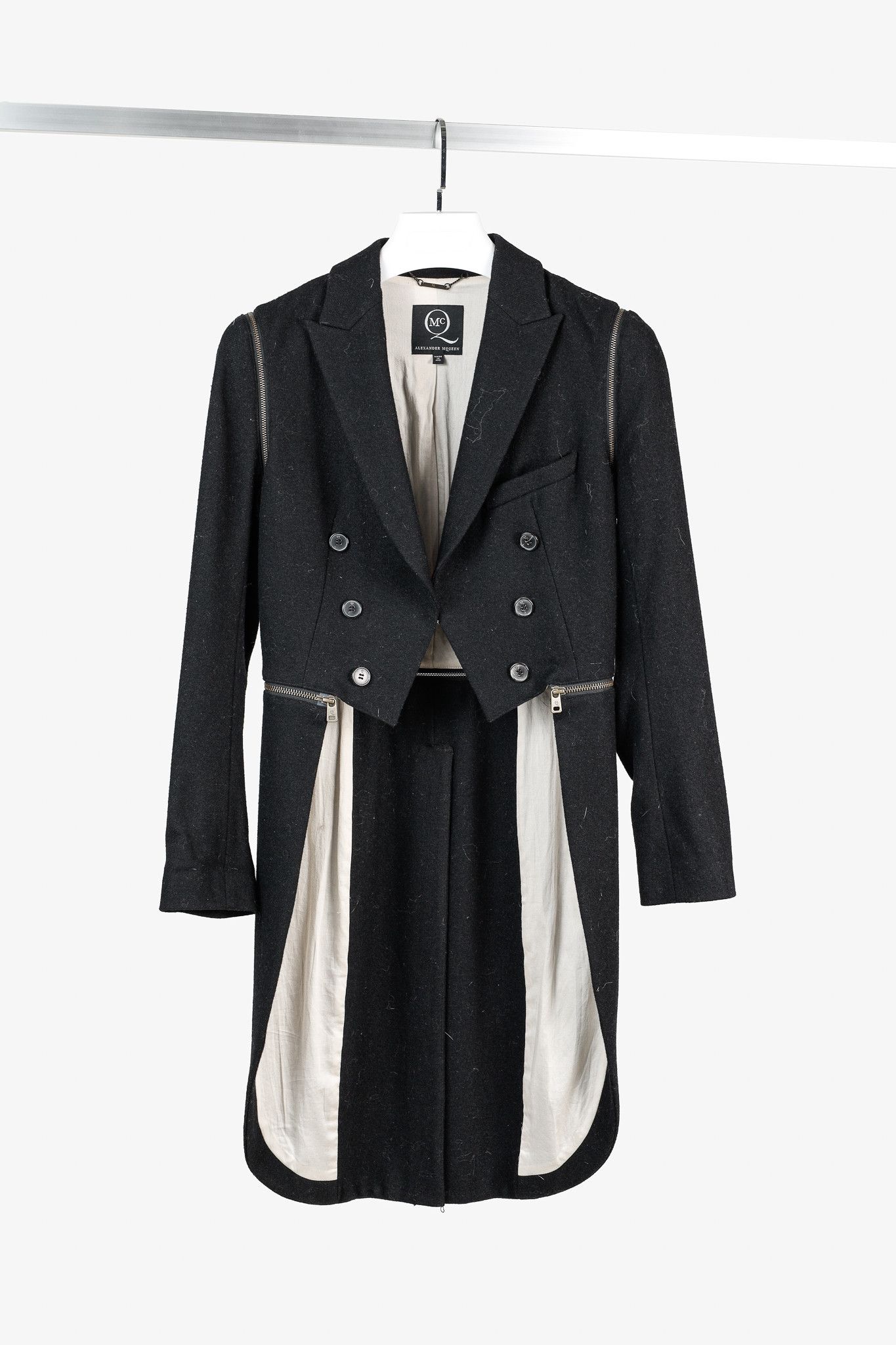 McQ Alexander McQueen McQ Alexander McQueen Black Wool Zippered Tail Coat Size S / US 4 / IT 40 - 1 Thumbnail