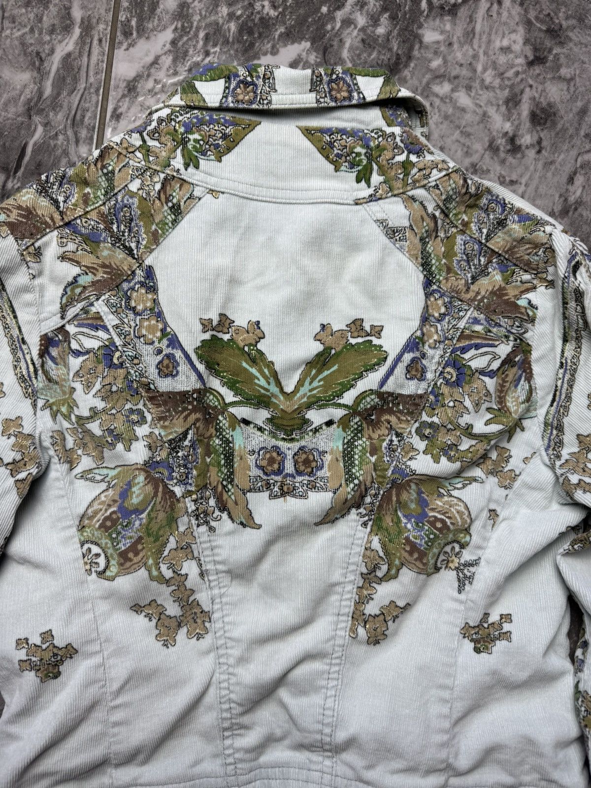 Roberto Cavalli × Velvet × Vintage Roberto Cavalli Printed Velvet Blazer Jacket Size XS / US 0-2 / IT 36-38 - 5 Thumbnail