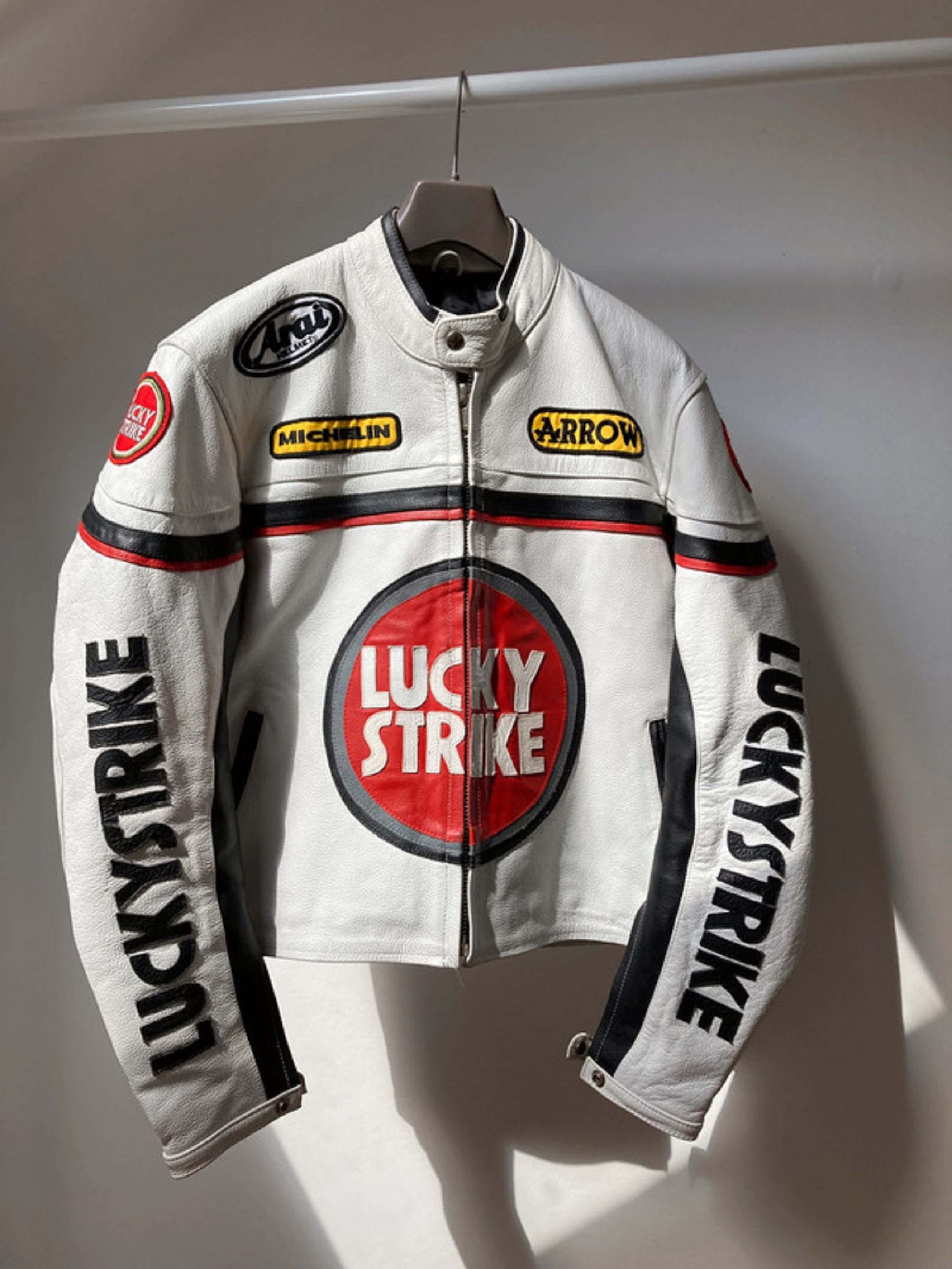 Vintage Lucky Strike Leather Jacket Racing Vintage Size XXL / US 16-18 / IT 52-54 - 4 Thumbnail