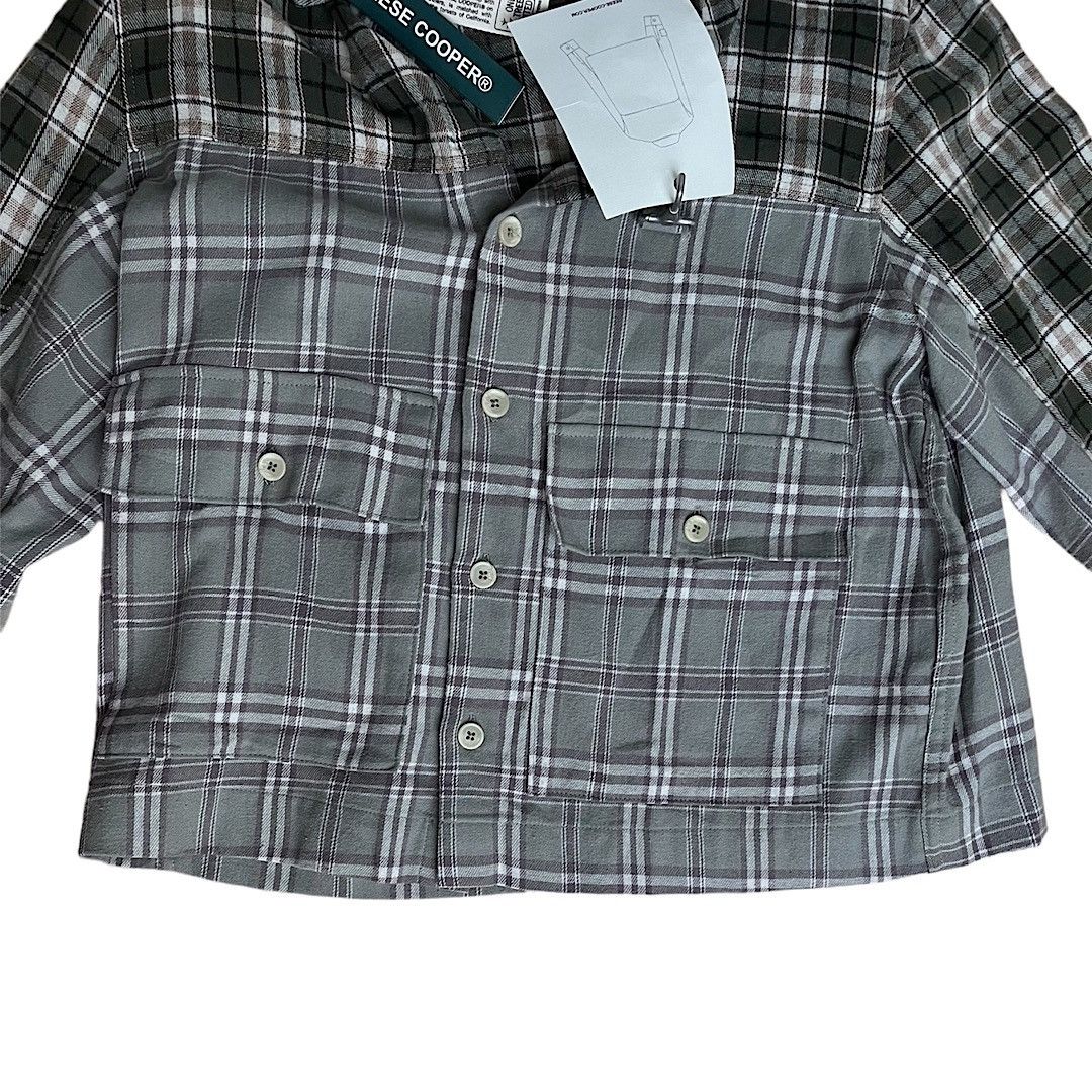 Reese Cooper ($400 Retail) Cropped Split Flannel Shirt In Green Size US S / EU 44-46 / 1 - 4 Thumbnail