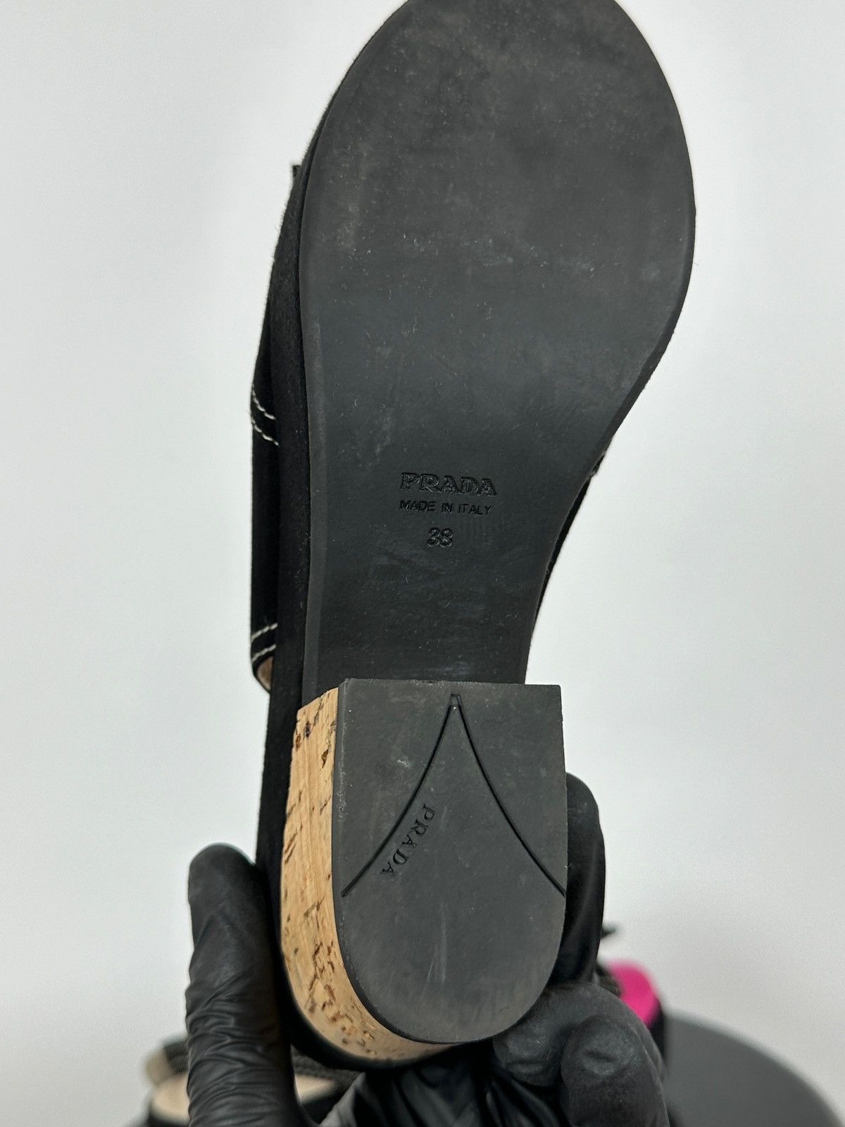 Prada Prada Black Suede Leather Bow Platform Sandals Size US 8 / IT 38 - 22 Thumbnail