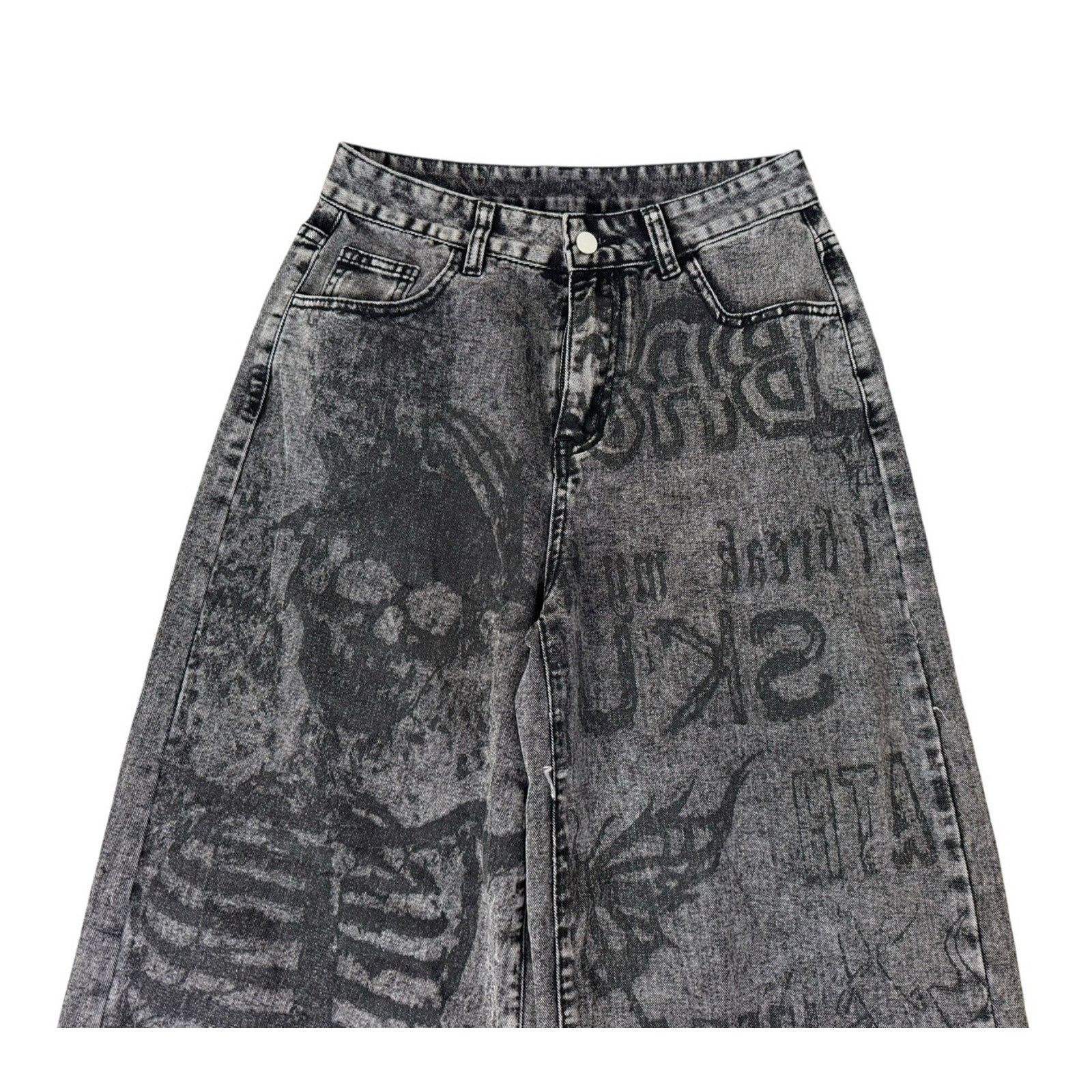 Other Vintage Washed Skull Butterfly Tattoo Jeans Goth Grunge Punk Size 28" / US 6 / IT 42 - 5 Thumbnail