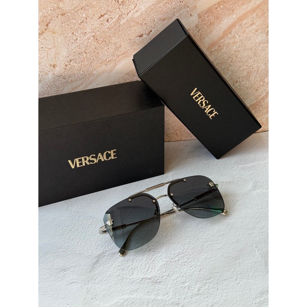 Versace NEW Versace VE2296 Aviator Sunglasses in Silver Grey Size ONE SIZE - 2 Thumbnail