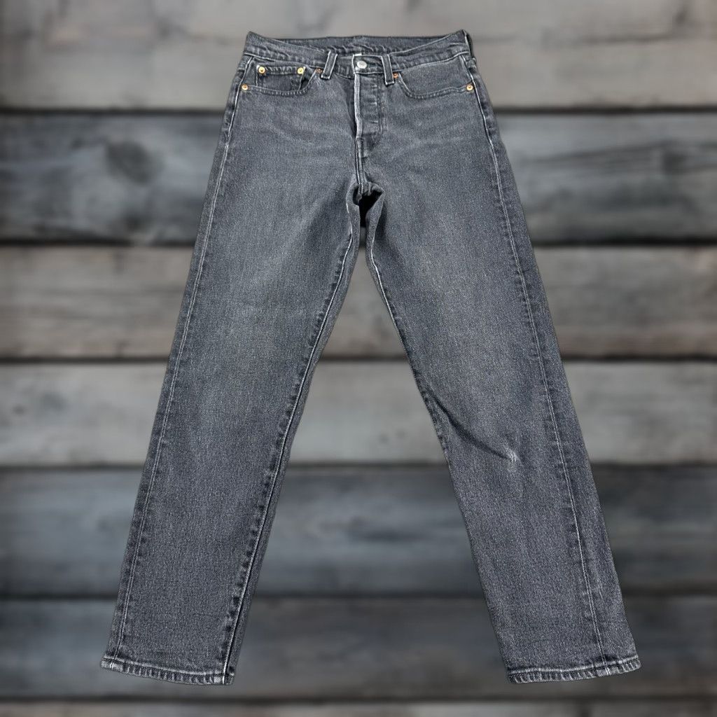 Levi's Levi's 501 Jeans Womens 27x27 Black Regular Fit 5-Pocket Denim Button Fly Straight Leg Dark Wash Men/Womens Size 27" / US 4 / IT 40 - 1 Thumbnail