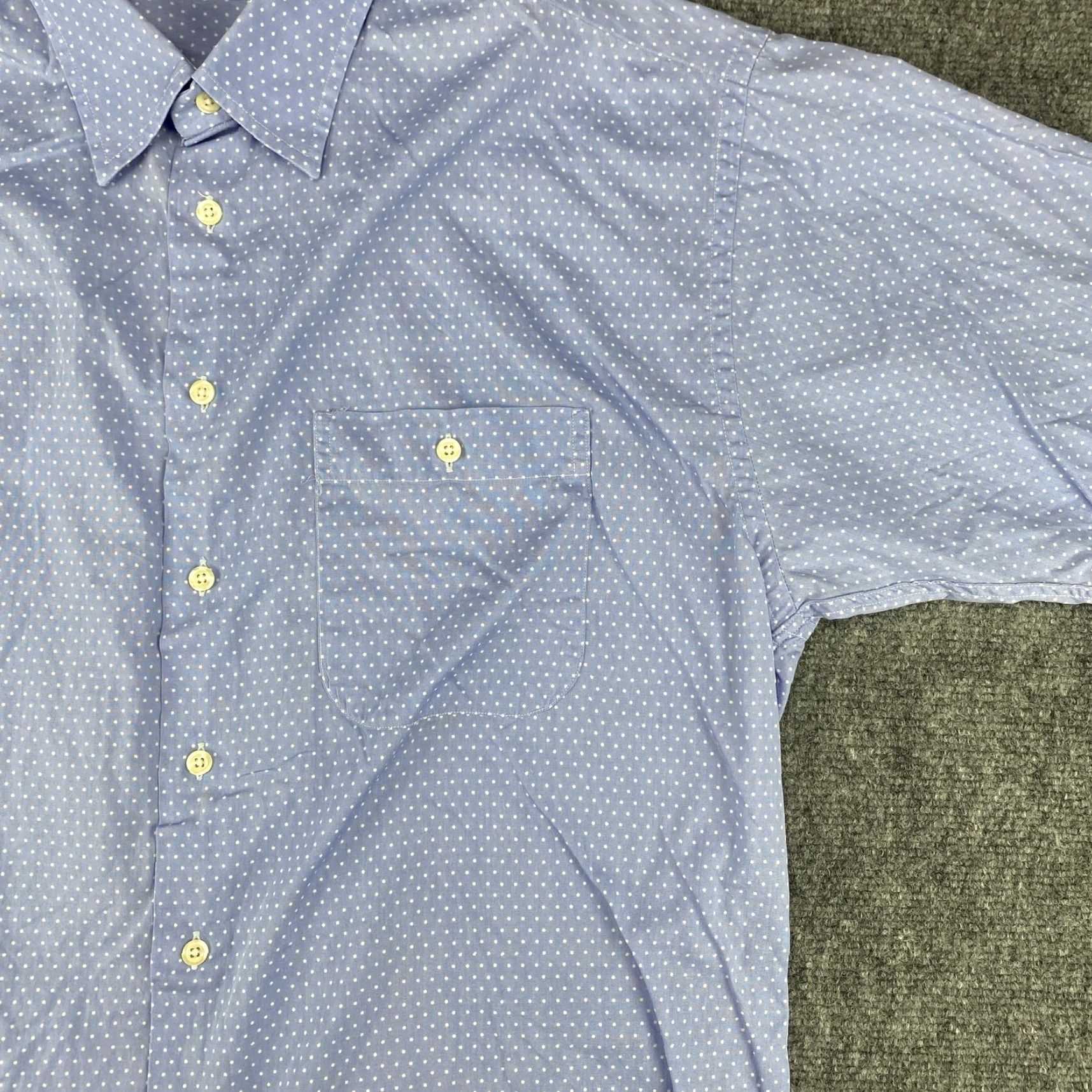 Vintage Bullock & Jones Shirt Mens Large Blue White Dot Short Sleeve Button Up Pocket Size US L / EU 52-54 / 3 - 3 Thumbnail