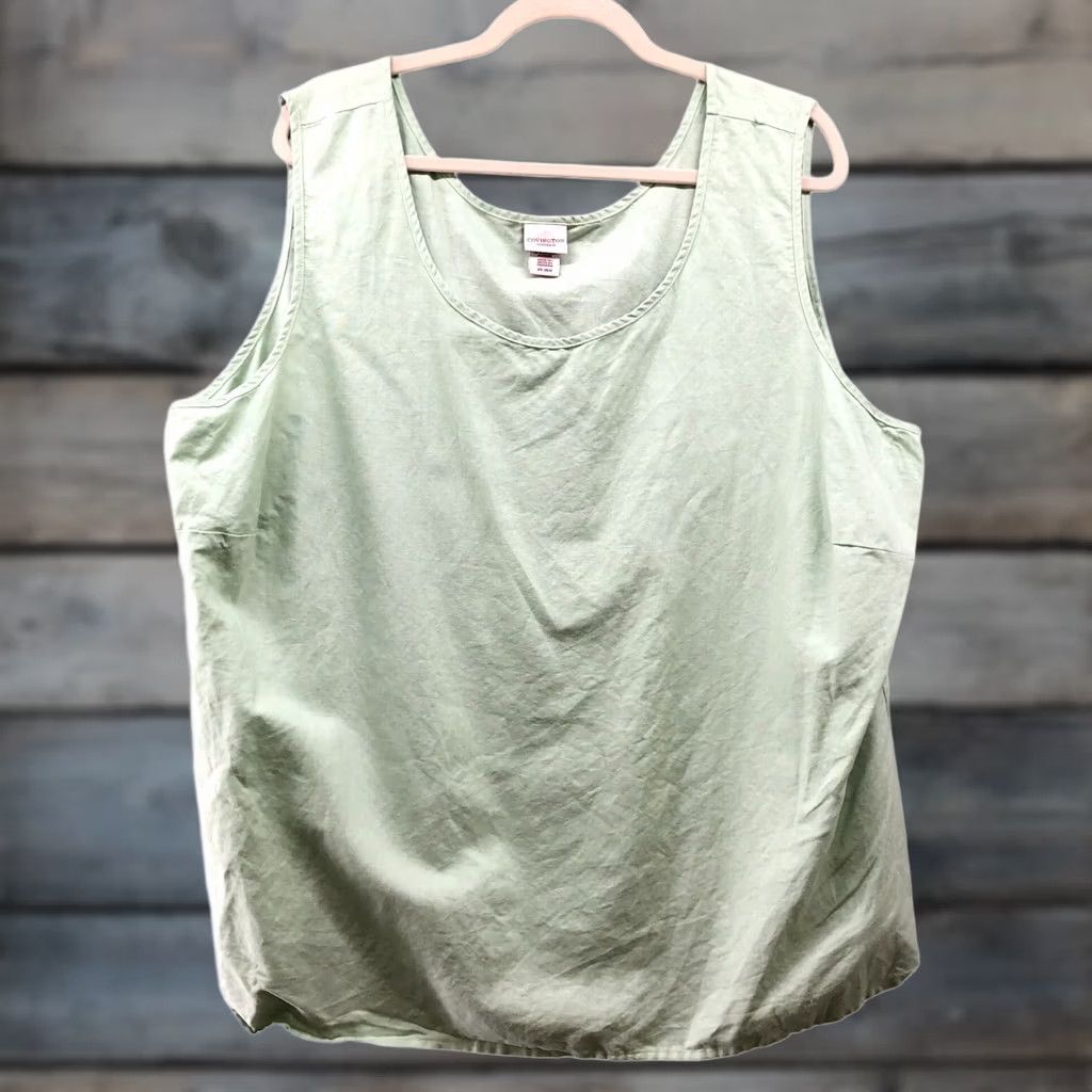 Vintage Covington Linen Blend Tank Top Womens 26W Green Sleeveless Blouse Lime Size 4XL / US 24-26 - 1 Thumbnail