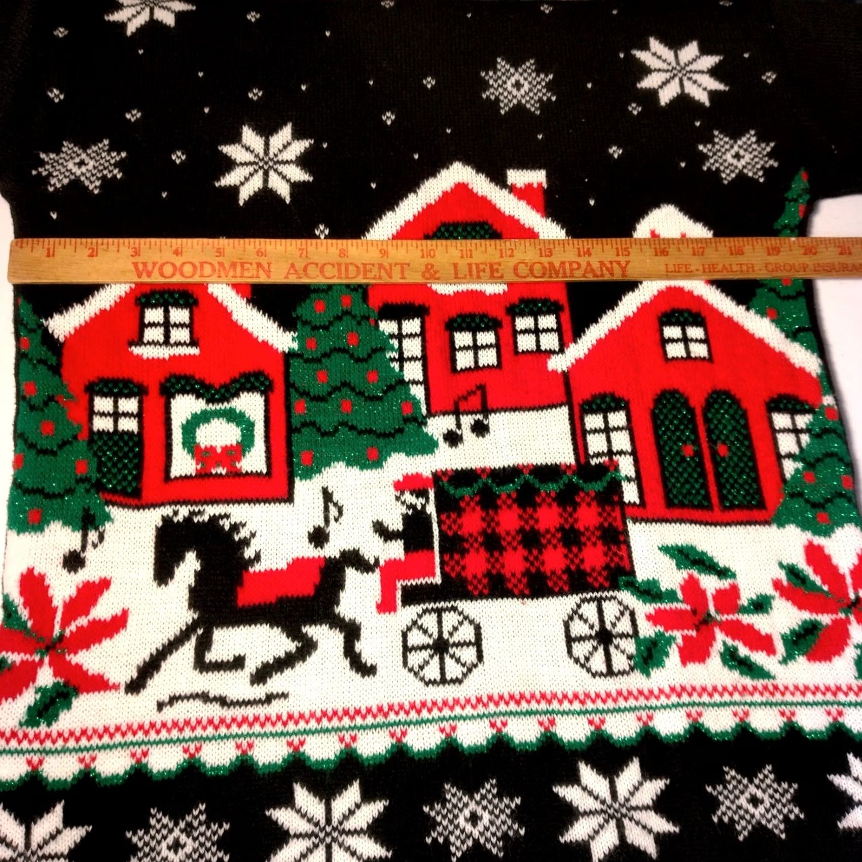 Vintage VINTAGE J.J. Poole Ugly Christmas Sweater Grannycore Glitter Snow Village Black M Womens Pullover Crew Neck Knit Holiday Season Size M / US 6-8 / IT 42-44 - 4 Thumbnail