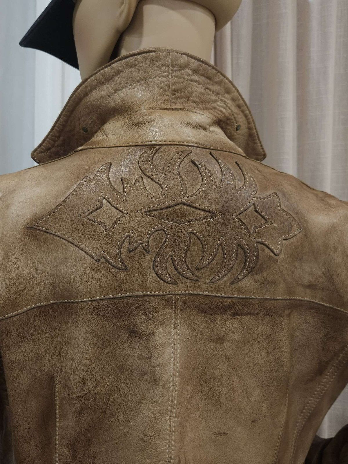 Vintage Super Soft Real Leather Distressed Patina Jacket By Blur Size M / US 6-8 / IT 42-44 - 9 Thumbnail