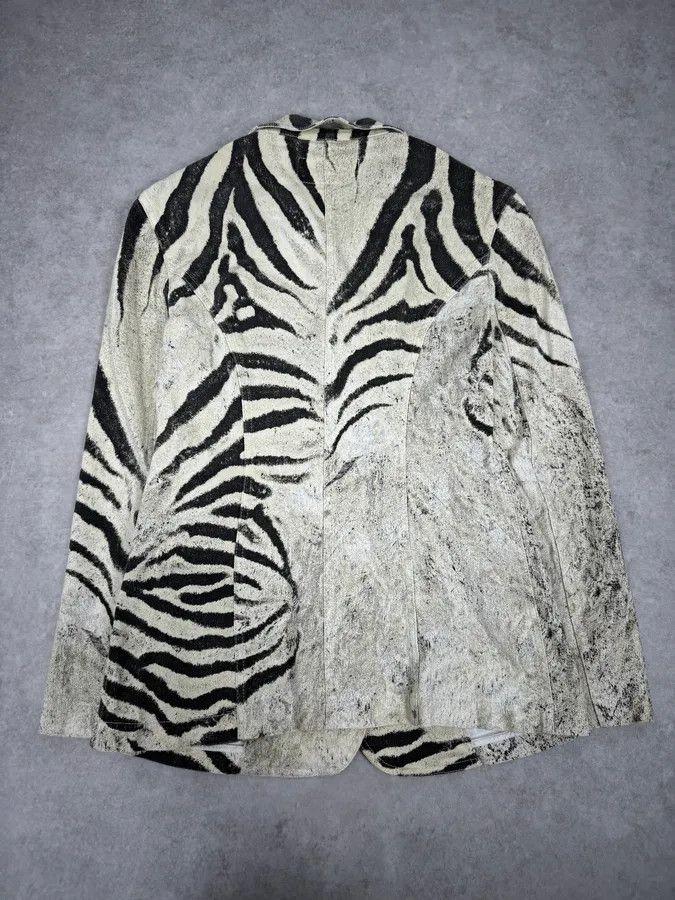 Roberto Cavalli SS1999 Roberto Cavalli Zebra Marble White Blazer Jacket Size L / US 10 / IT 46 - 7 Thumbnail
