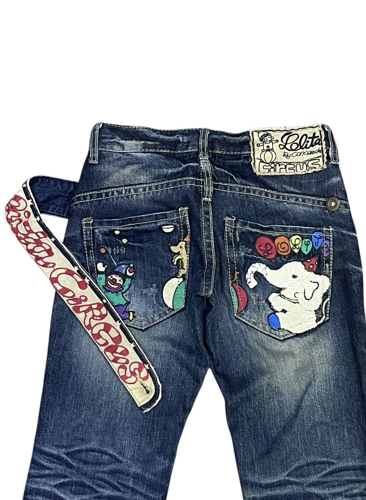 Vintage Lolita Circus Bold Embroidery Exotic Denim Cropped 3 Quarter Size 26" / US 2 / IT 38 - 4 Thumbnail