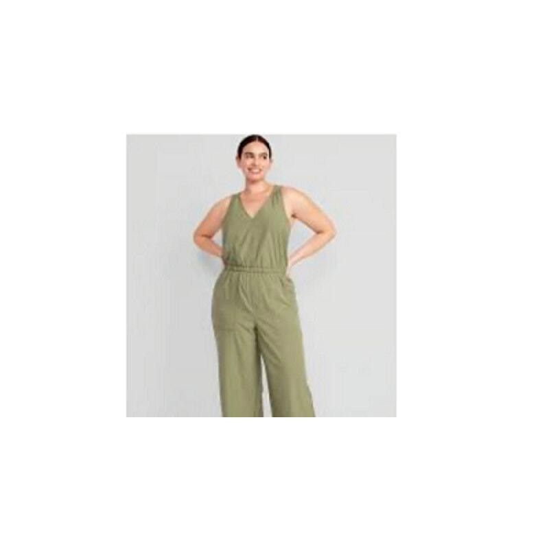 Designer Old Navy Olive Green Sleeveless Jumpsuit Size Medium Size 32" / US 10 / IT 46 - 1 Thumbnail