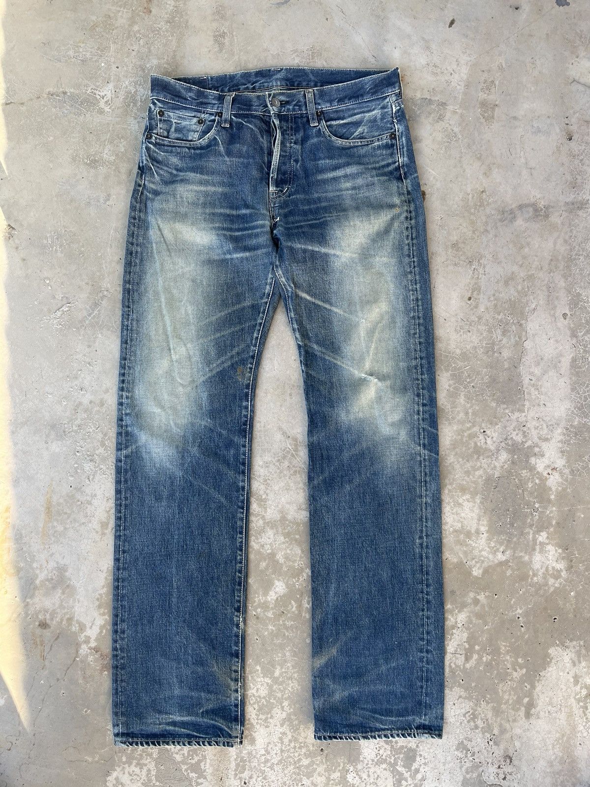 image of Distressed Denim Spellbound Japan Patina Denim in Indigo Blue, Men's (Size 34)