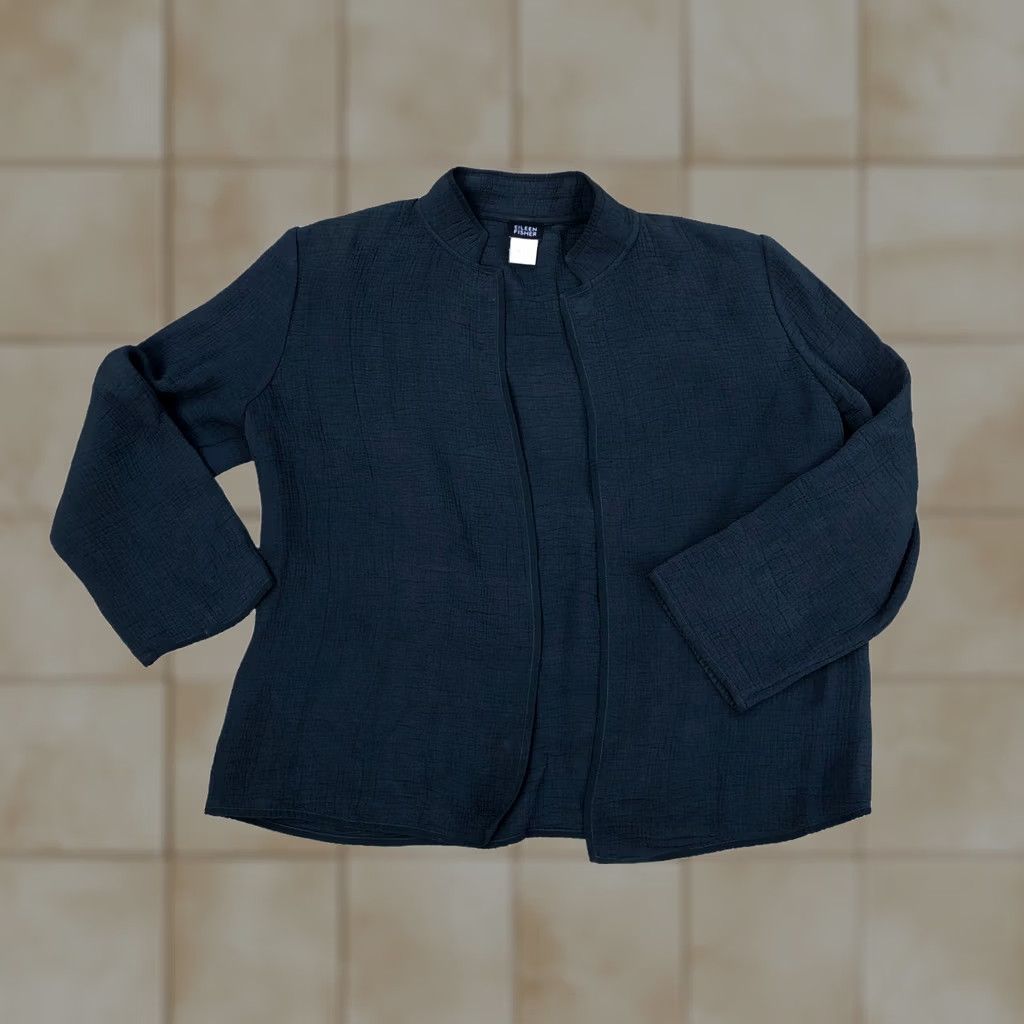Eileen Fisher VINTAGE EILEEN FISHER Silk Blend Open Kimono Jacket Womens SMALL Green Designer Shirt Size S / US 4 / IT 40 - 1 Thumbnail
