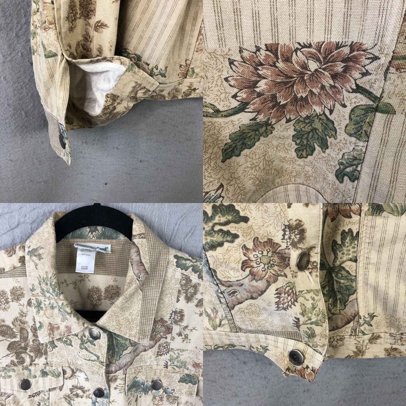 Coldwater Creek VINTAGE Coldwater Creek Jacket Womens M Beige Floral Canvas Snap Front USA Cottagecore Size M / US 6-8 / IT 42-44 - 9 Thumbnail