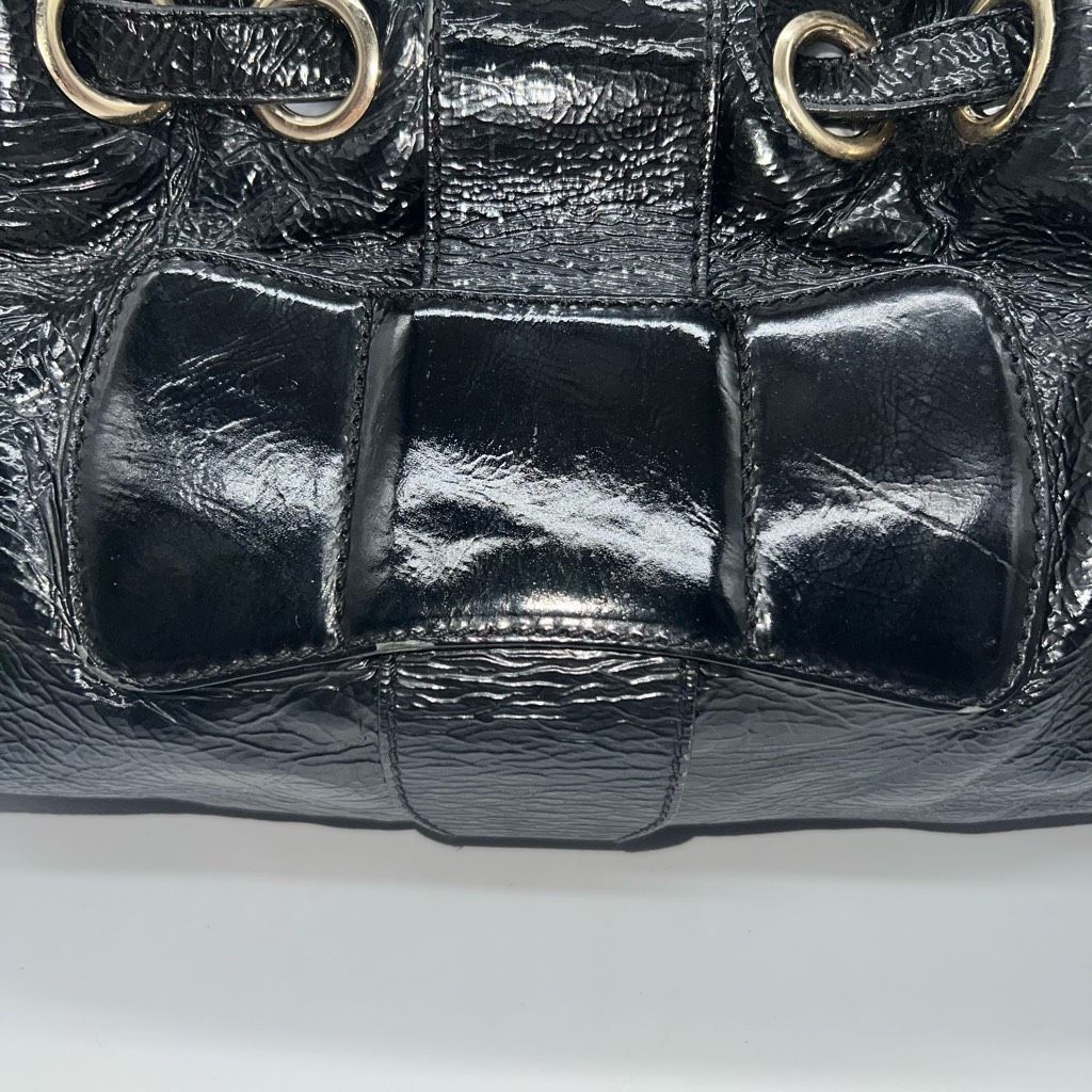 Jimmy Choo JIMMY CHOO RAMONA BLACK PATENT LEATHER CRINKLE SHOPPING HAND Size ONE SIZE - 7 Thumbnail