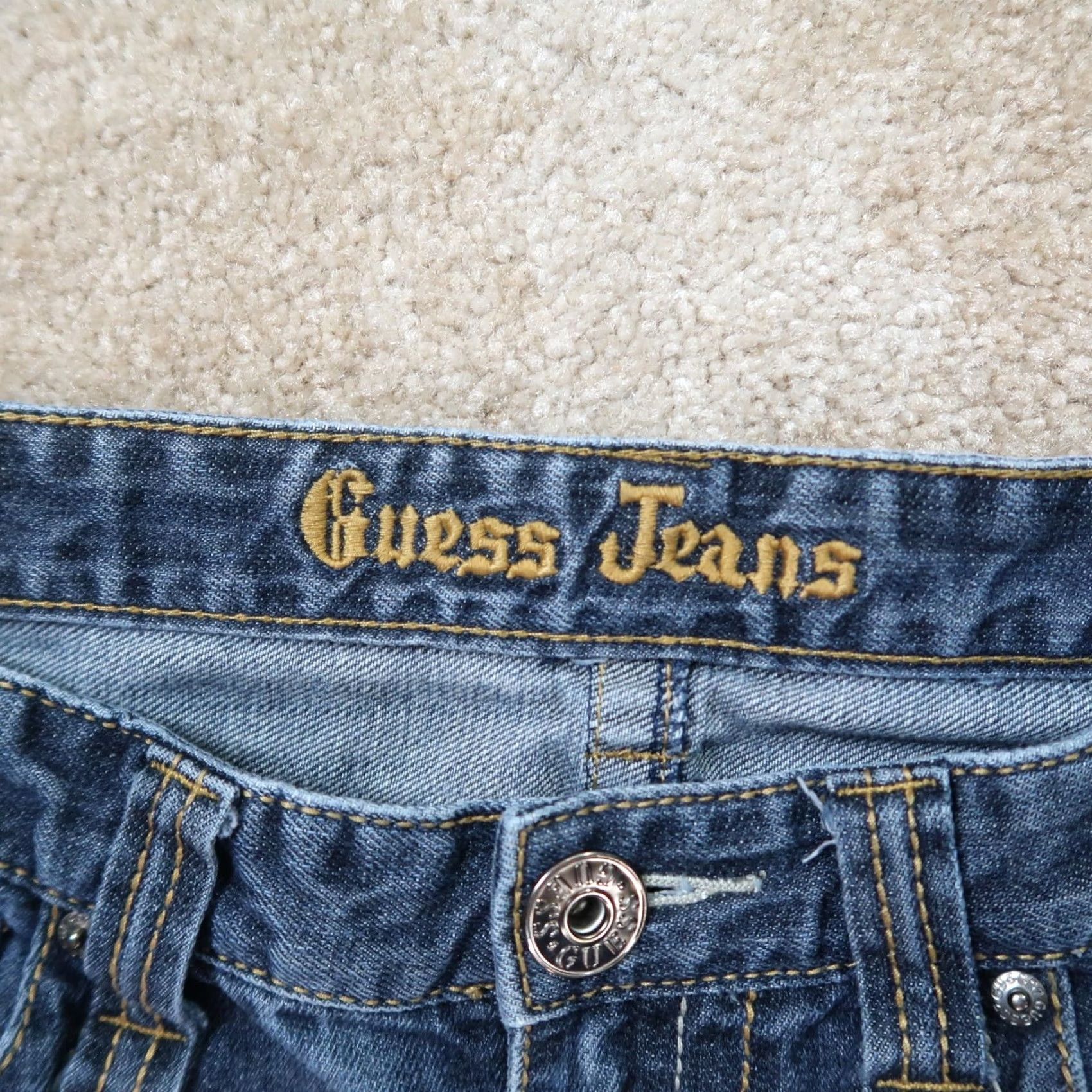 Guess GUESS Jeans Straight Leg 36x32 Men Blue Denim 5-Pocket Relaxed Regular Waist Vintage: No Denim Pants Flap pockets Jeans N/A Size US 36 / EU 52 - 3 Thumbnail