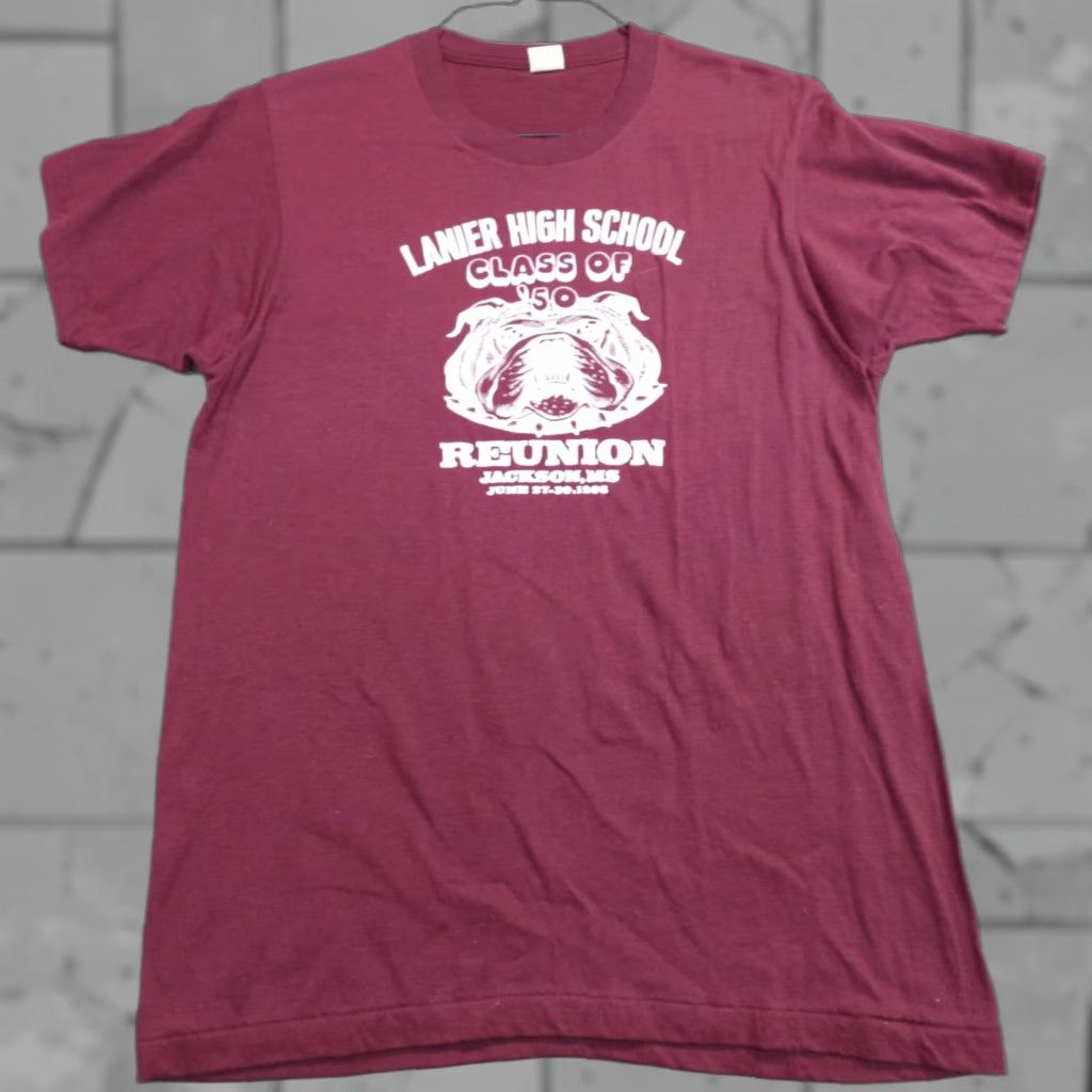 Vintage VINTAGE Lanier High School Shirt M Red Class of 1950 Reunion Mens Medium Red Vintage American Vintage T-Shirt School 1950s Boys/Mens Size US M / EU 48-50 / 2 - 1 Thumbnail