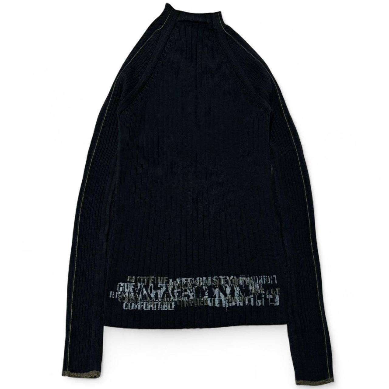 TXT × Vintage Vintage Y2K Faded Black Asymmetrical Zip Graphic Rib Sweater Size S / US 4 / IT 40 - 5 Thumbnail