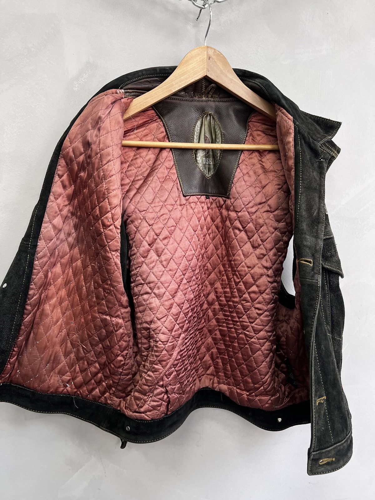 ジャケット・アウター 90s vintage suede Leather tracker jacket 90s retro suede leather tracker jacket diesel punk Grindr