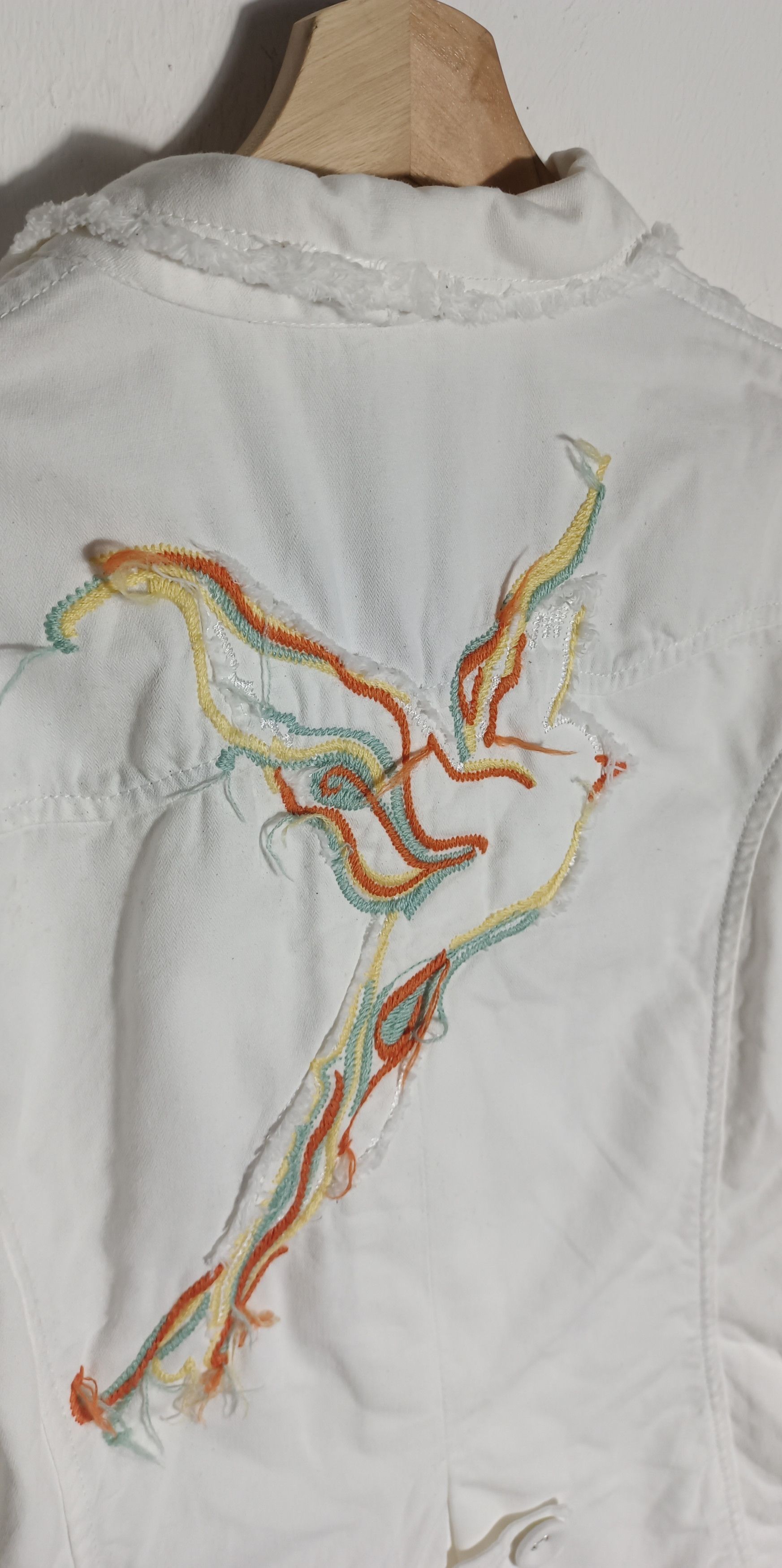 Art Comes First Jeans Jacket bird art by ohipie designer france Size S / US 4 / IT 40 - 13 Thumbnail