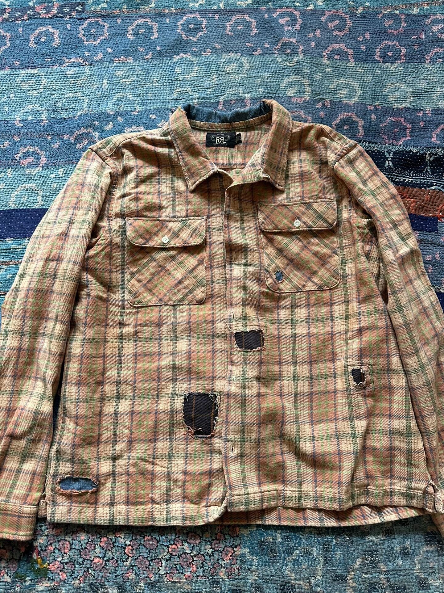 RRL Ralph Lauren RRL Vintage Patchwork Plaid Shirt Size US XXL / EU 58 / 5 - 1 Thumbnail