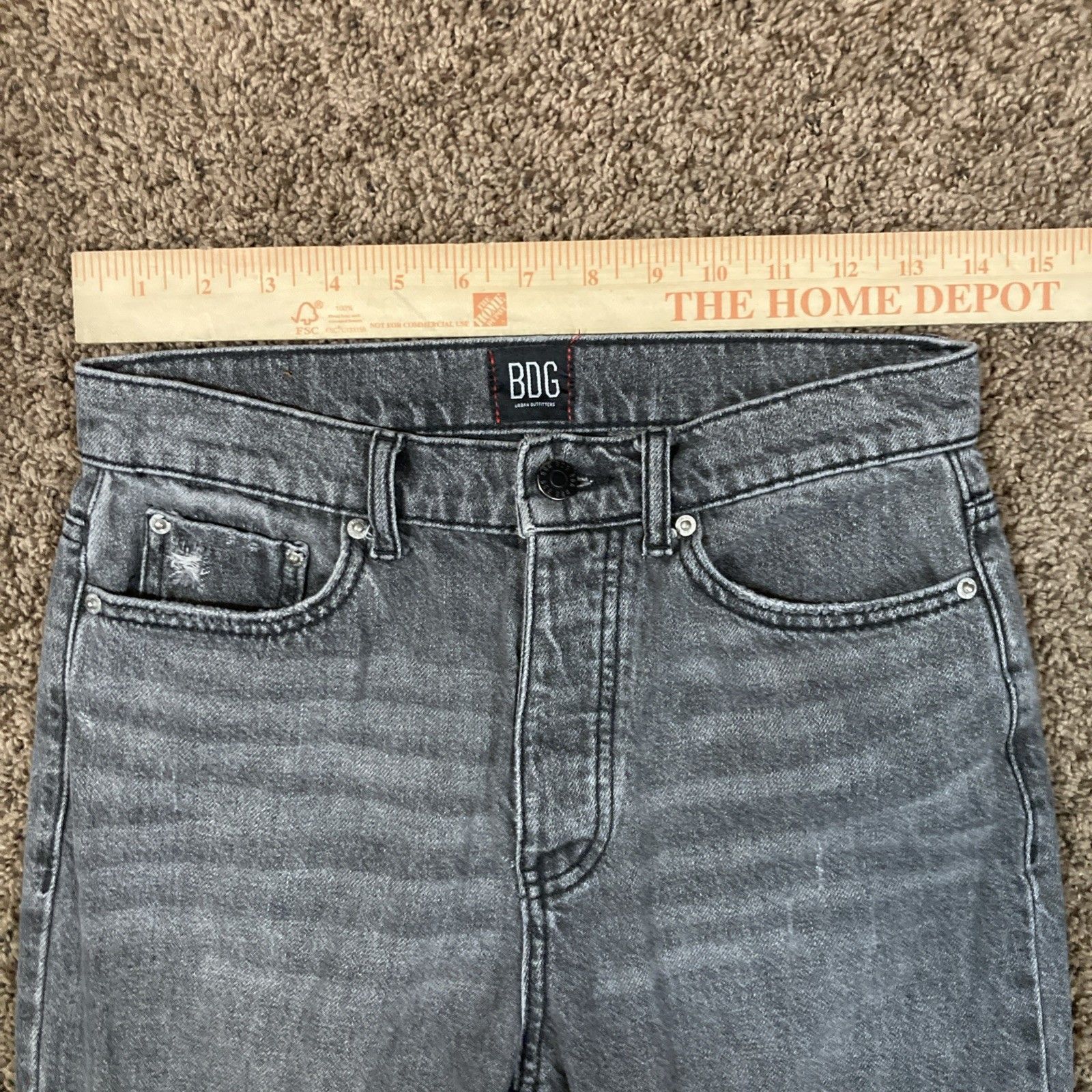 Bdg BDG Dark Grey Distressed Rips High Rise Slim Straight Jeans Size 26" / US 2 / IT 38 - 5 Thumbnail
