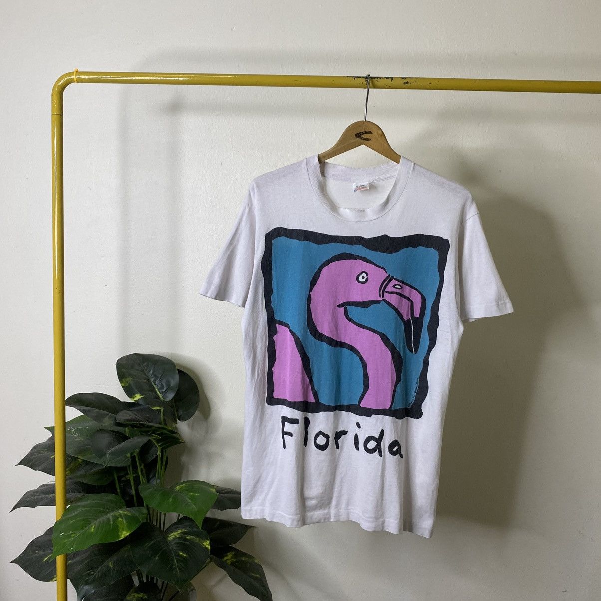 Vintage 1990s Flamingo Artwork Mirror Print T Shirt Size US M / EU 48-50 / 2 - 1 Thumbnail