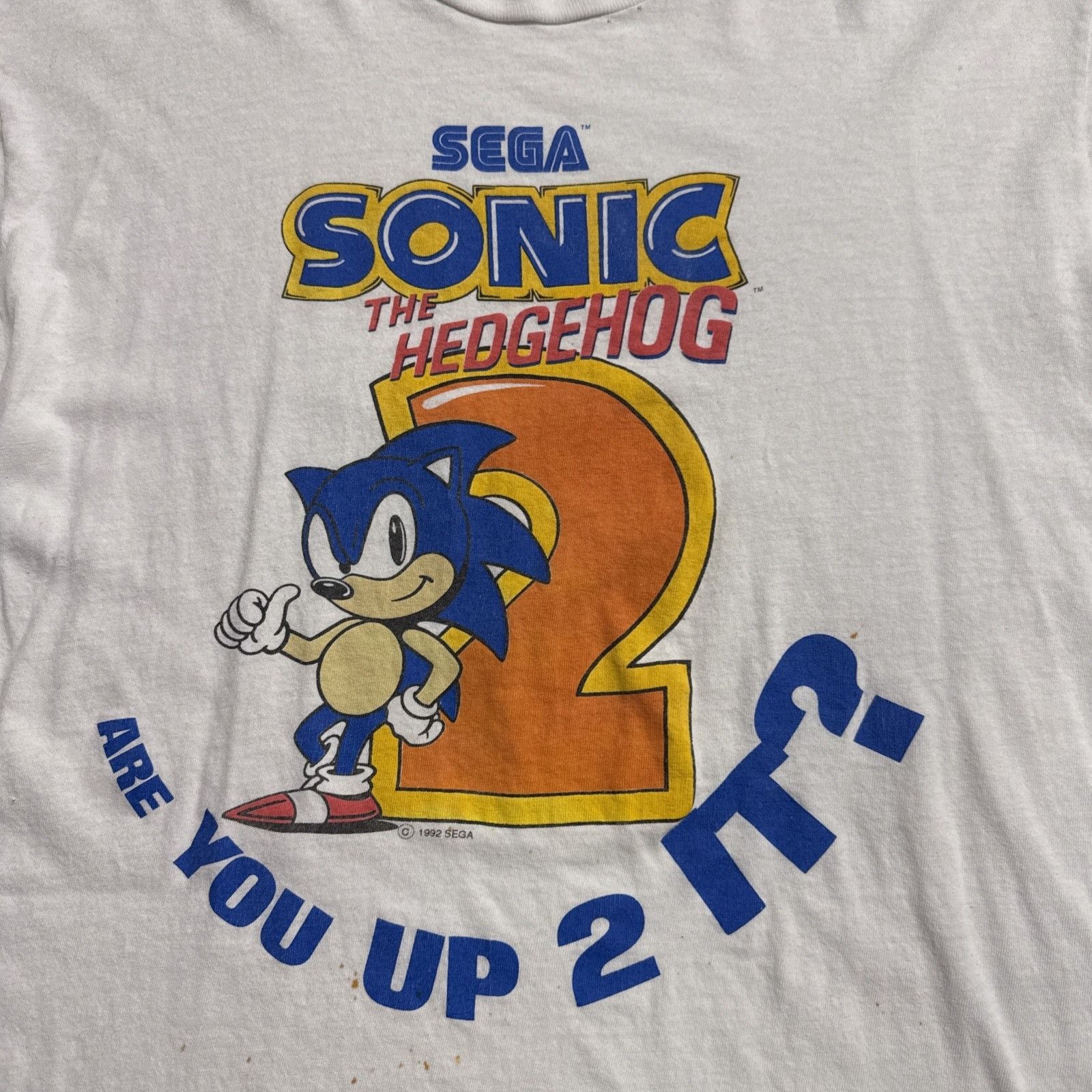 Sony Vintage Sonic The Hedgehog 2 Shirt Mens Large White 90s SEGA Size US L / EU 52-54 / 3 - 2 Thumbnail