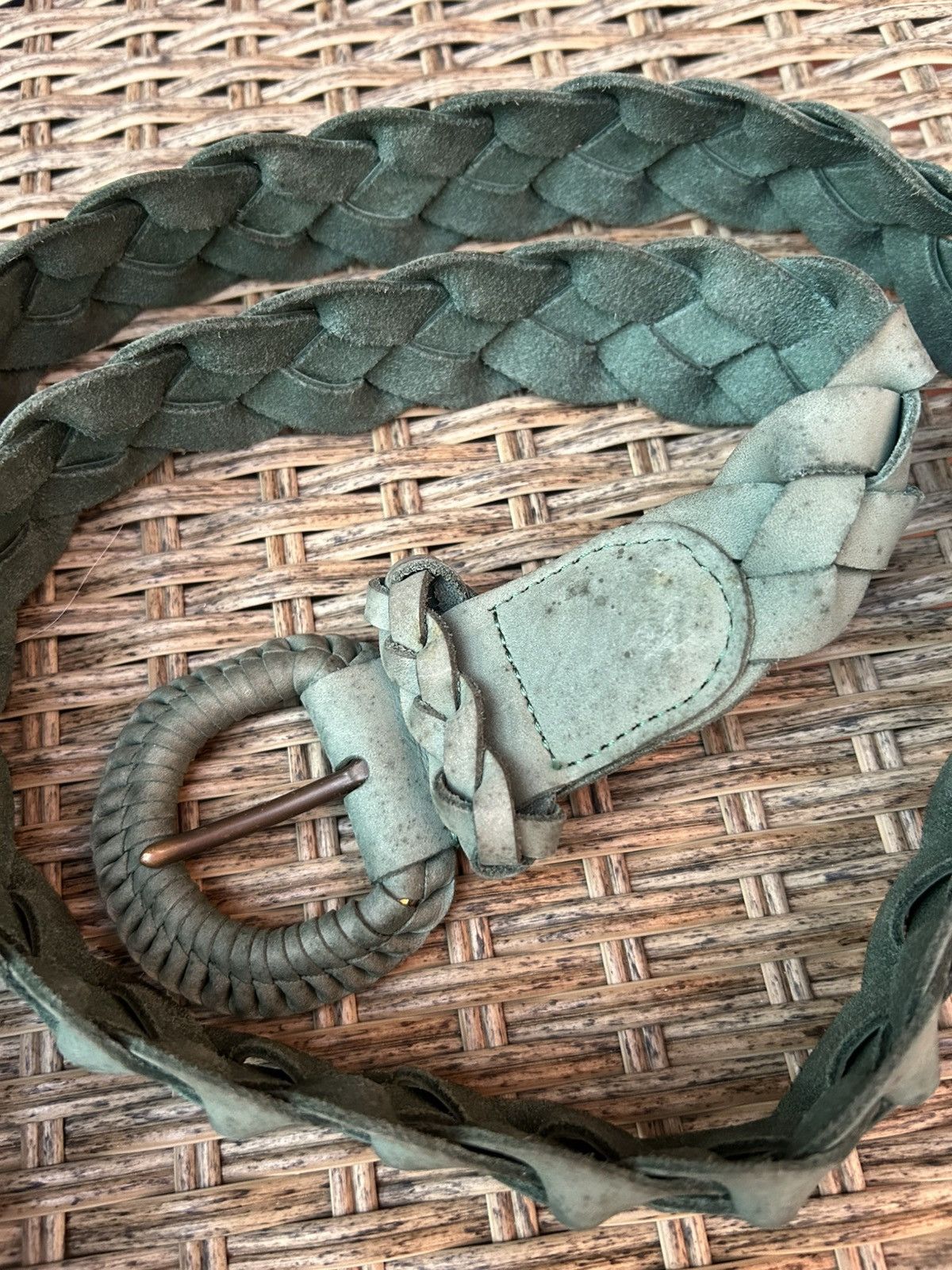 Margaret Howell Margaret Howell Nubuck Leather Pleated Belt Turquoise Size ONE SIZE - 5 Thumbnail