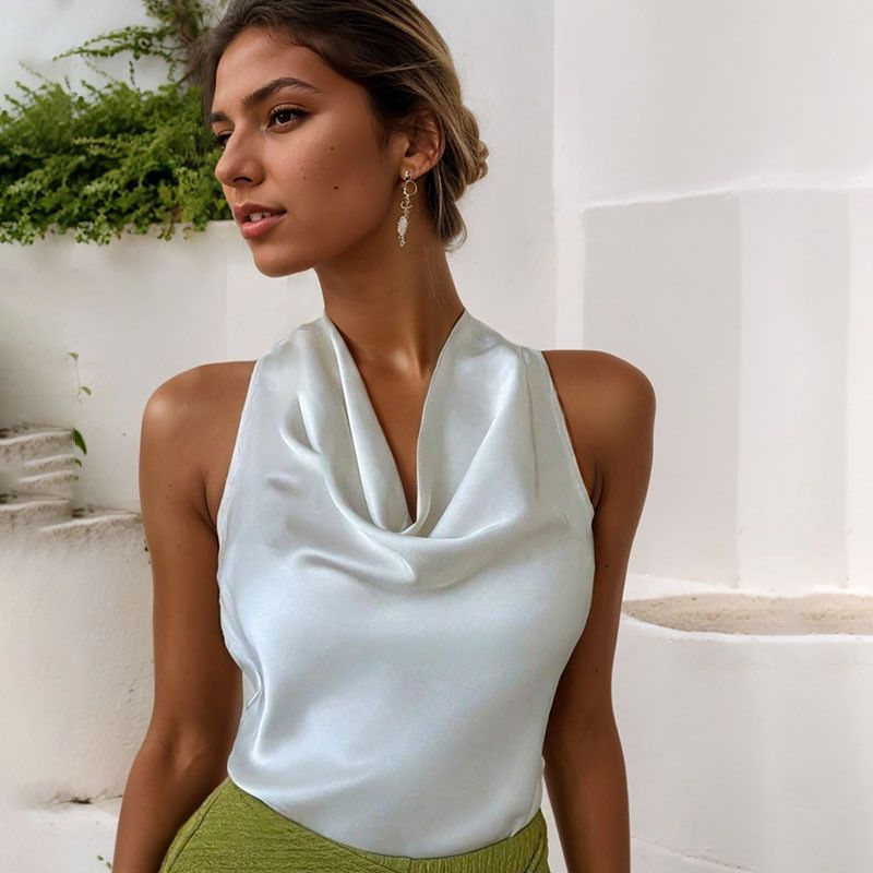 Other Women Swing Collar Sleeveless With Halter Neck Backless Tops Size L / US 10 / IT 46 - 1 Thumbnail