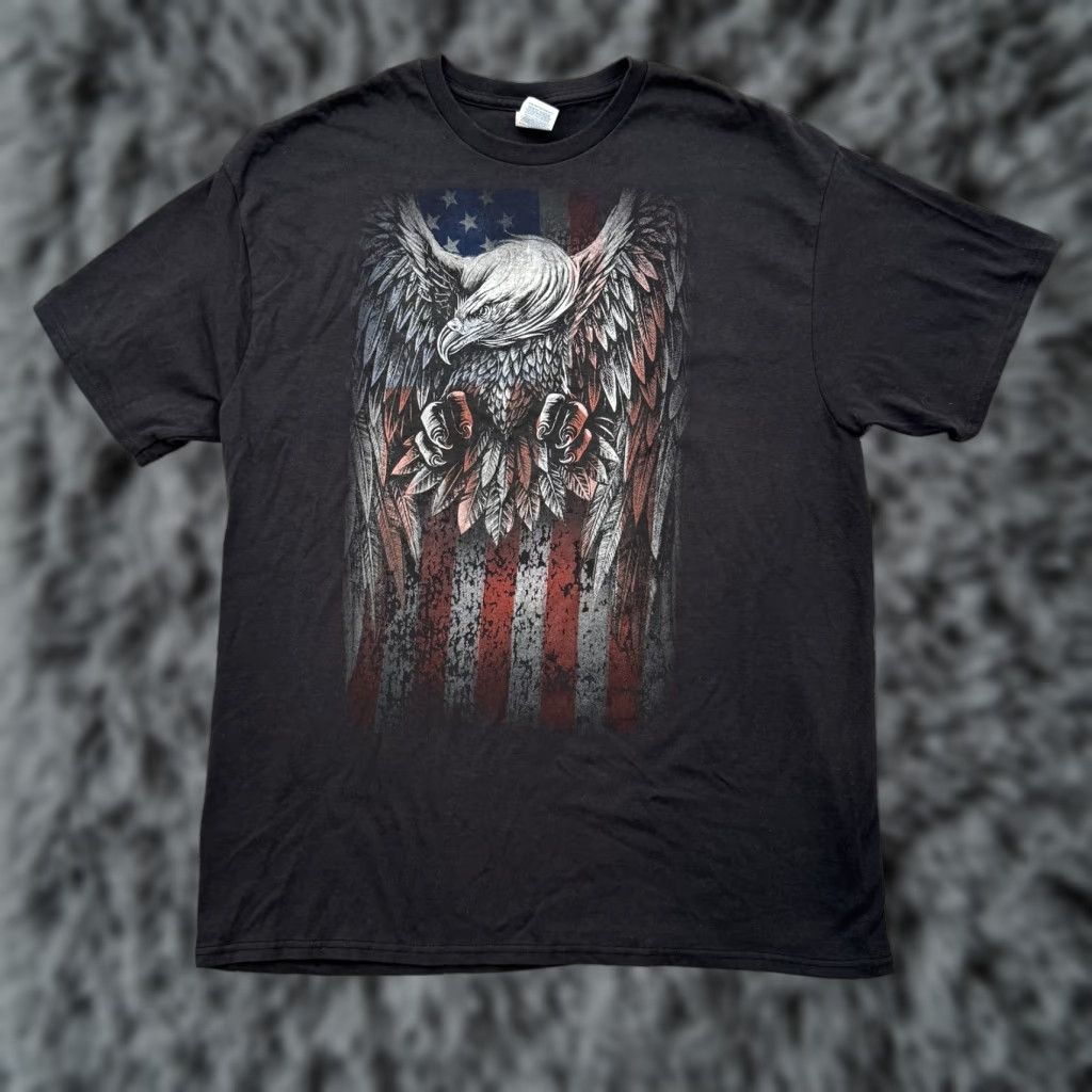 Vintage Delta Pro Weight Shirt Mens XL Bald Eagle American Flag Patriotic Graphic Tee US Size US XL / EU 56 / 4 - 1 Thumbnail