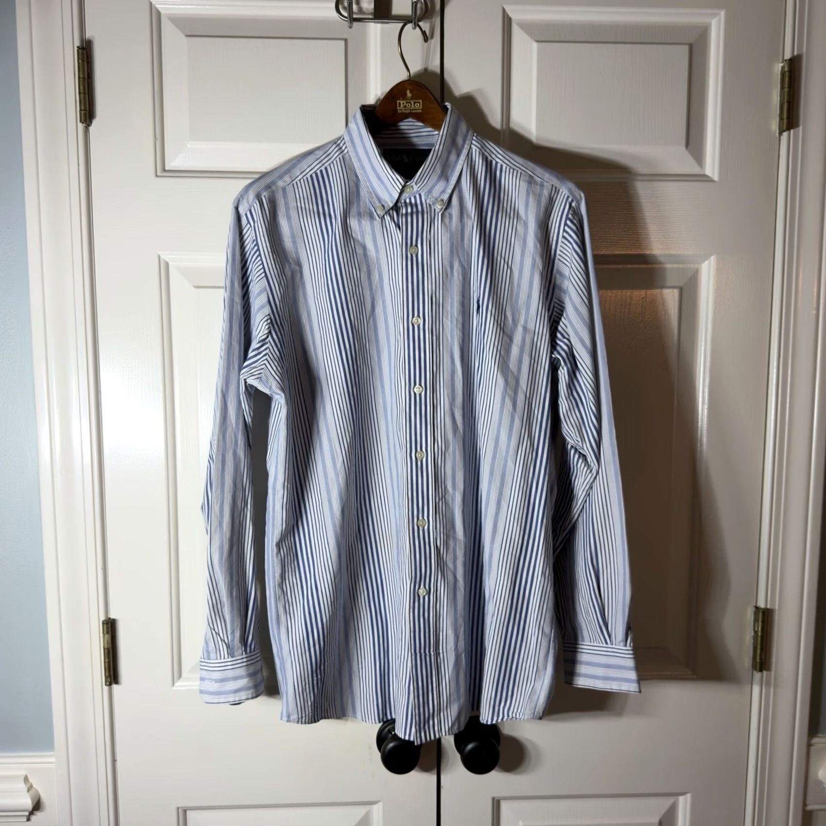 Polo Ralph Lauren VINTAGE Polo Ralph Lauren Dress Shirt Mens M Blue White Bengal Stripe Button Down Ellington Size US M / EU 48-50 / 2 - 4 Thumbnail