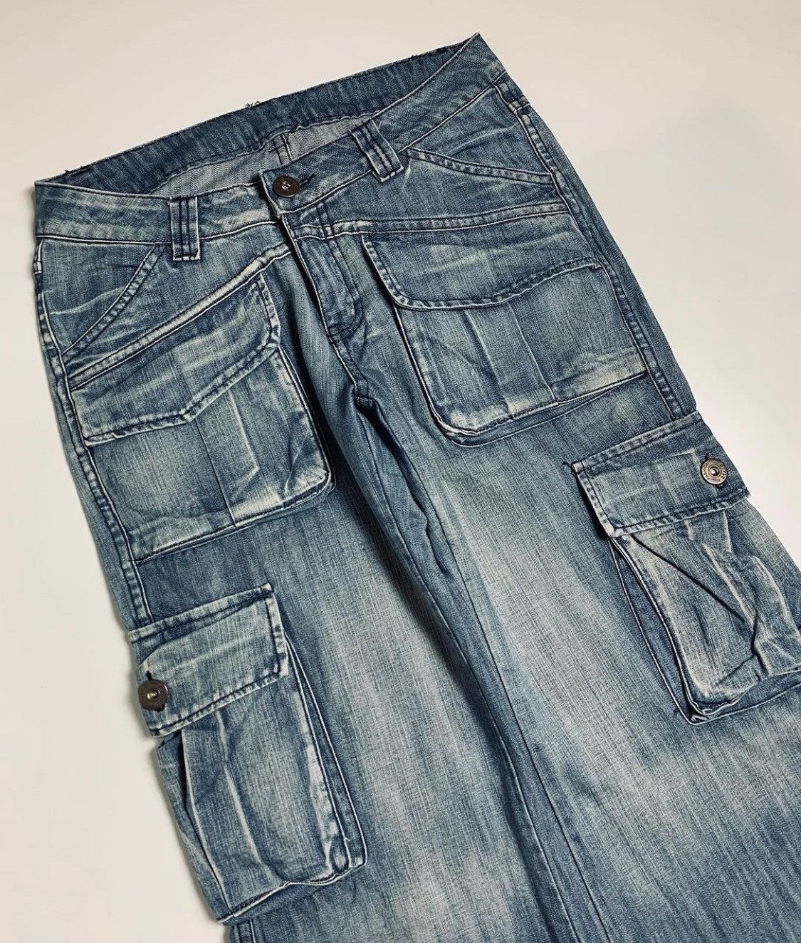 Japanese Brand × Le Grande Bleu (L.G.B.) Flared wide OPERA 3D Cargo jeans Size US 31 - 2 Thumbnail