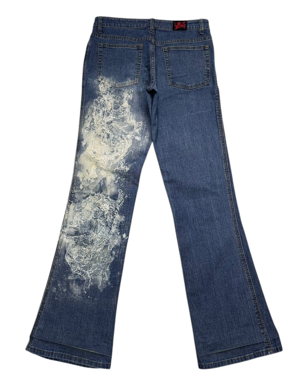 If Six Was Nine × Kapital Vintage Japanese Dragon Embroidery Gouk Flare Jeans Distress Size US 29 - 8 Thumbnail